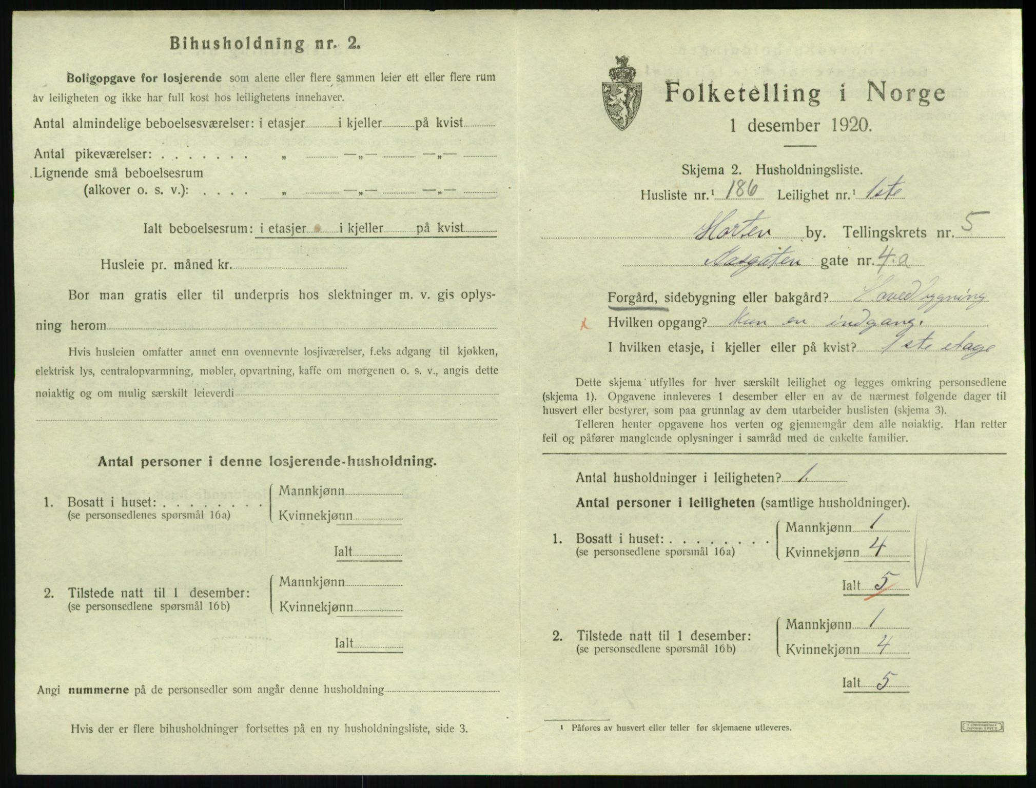 SAKO, 1920 census for Horten, 1920, p. 6295