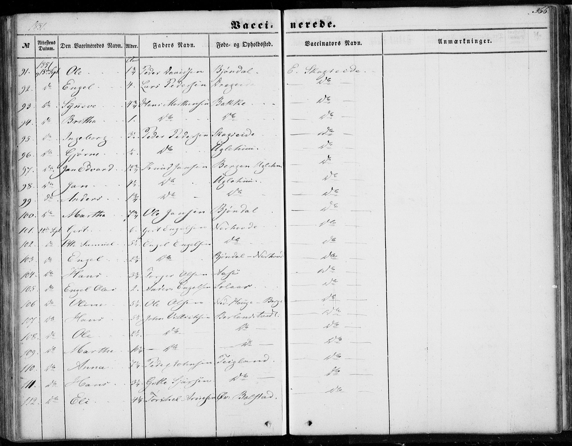 Os sokneprestembete, AV/SAB-A-99929: Parish register (official) no. A 16, 1851-1859, p. 366