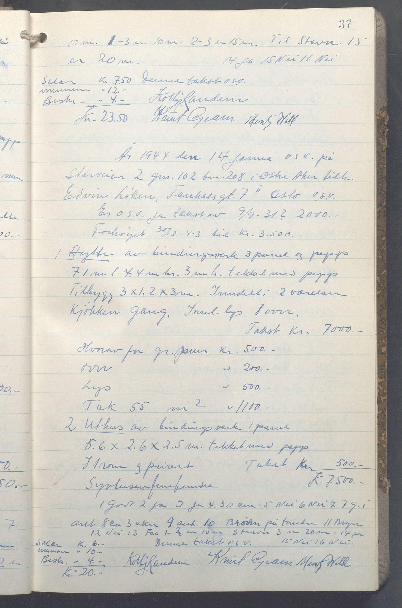 Lensmennene i Aker, OBA/A-10133/F/Fc/L0035: Branntakstprotokoll, 1943-1946, p. 37