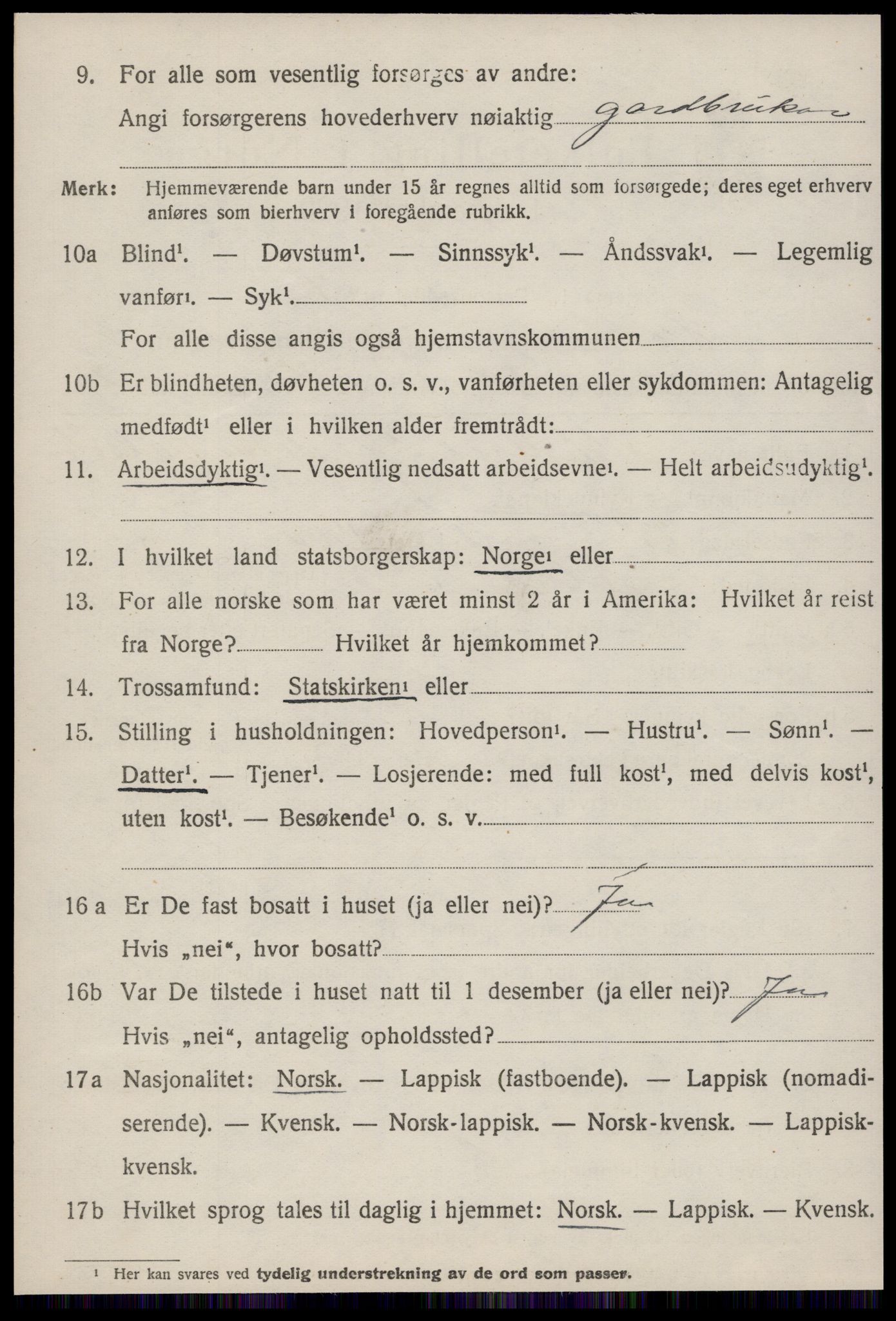 SAT, 1920 census for Melhus, 1920, p. 2590