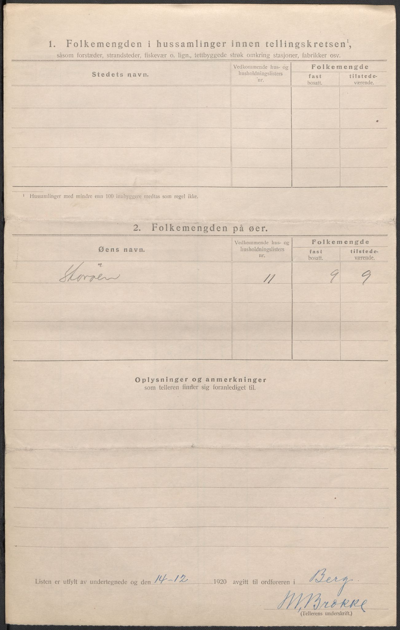 SAO, 1920 census for Berg, 1920, p. 38