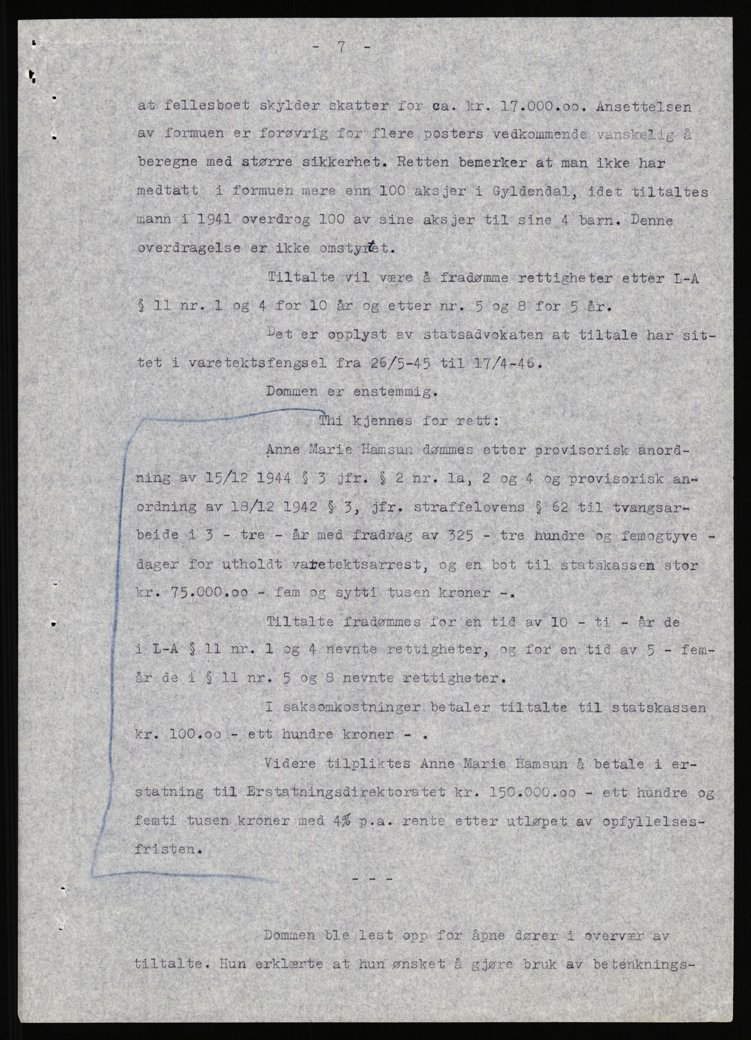 Landssvikarkivet, Arendal politikammer, AV/RA-S-3138-25/D/Dc, 1945-1951, p. 641