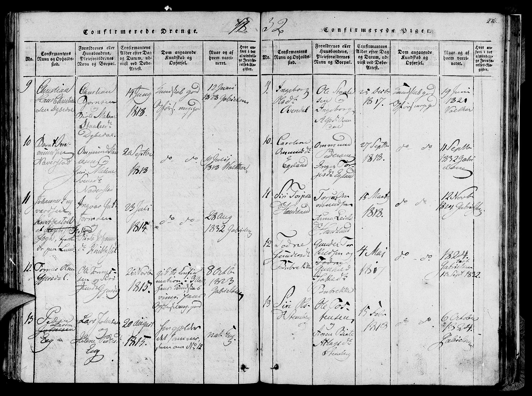 Lund sokneprestkontor, AV/SAST-A-101809/S06/L0005: Parish register (official) no. A 5, 1815-1833, p. 276