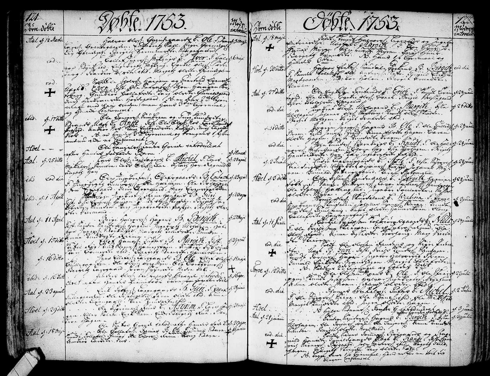 Ål kirkebøker, SAKO/A-249/F/Fa/L0001: Parish register (official) no. I 1, 1744-1769, p. 121-122