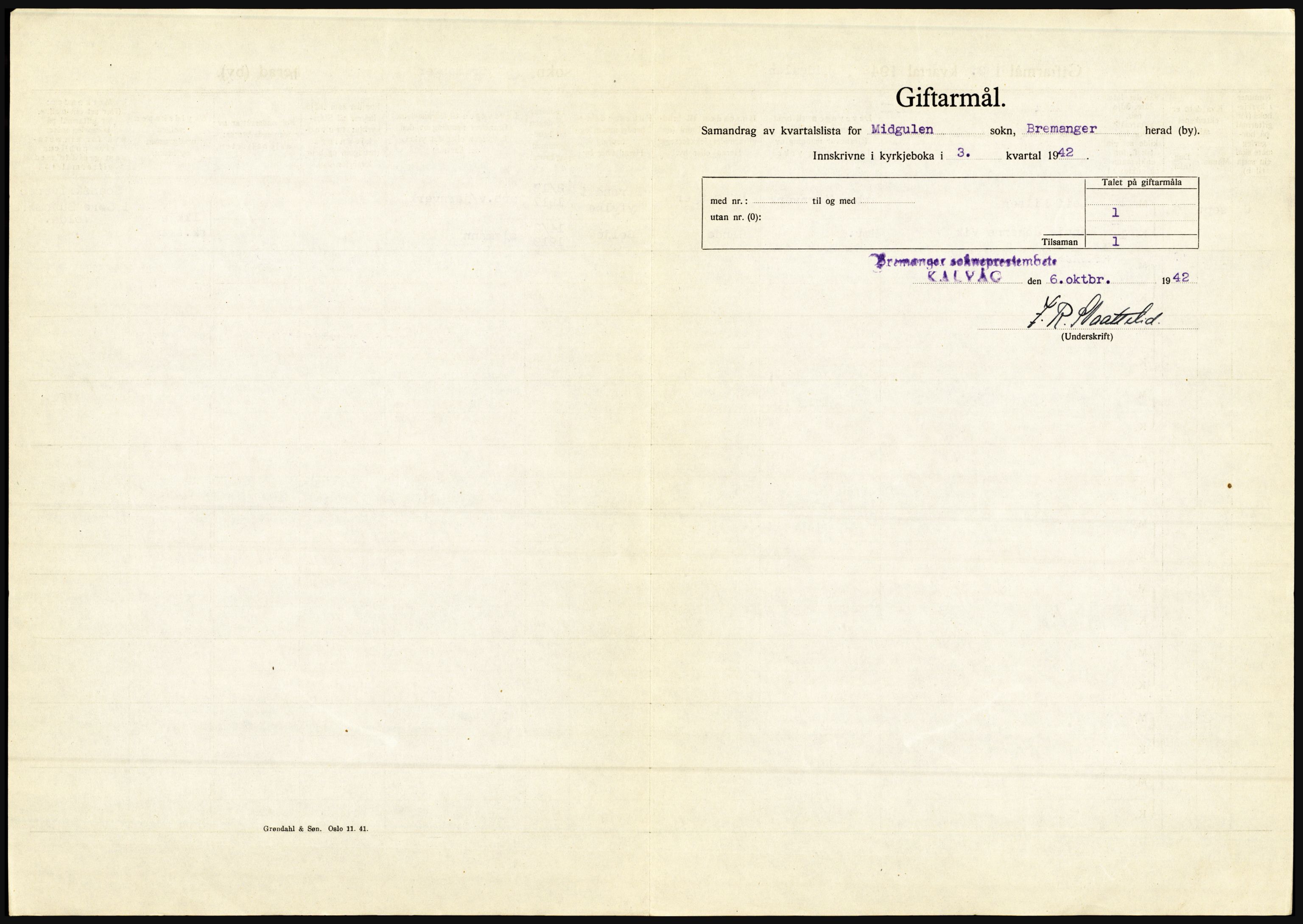Statistisk sentralbyrå, Sosiodemografiske emner, Befolkning, AV/RA-S-2228/D/Df/Dfe/Dfeb/L0031: Sogn og Fjordane, 1942, p. 697