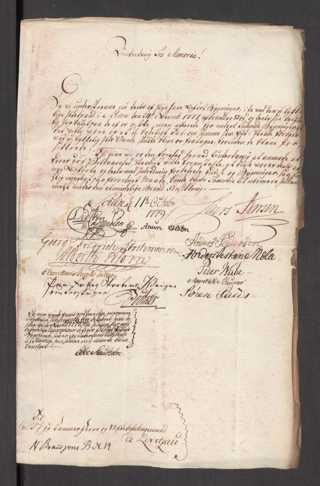 Kommersekollegiet, Brannforsikringskontoret 1767-1814, AV/RA-EA-5458/F/Fa/L0044a/0002: Skien / Branntakstprotokoll, 1779
