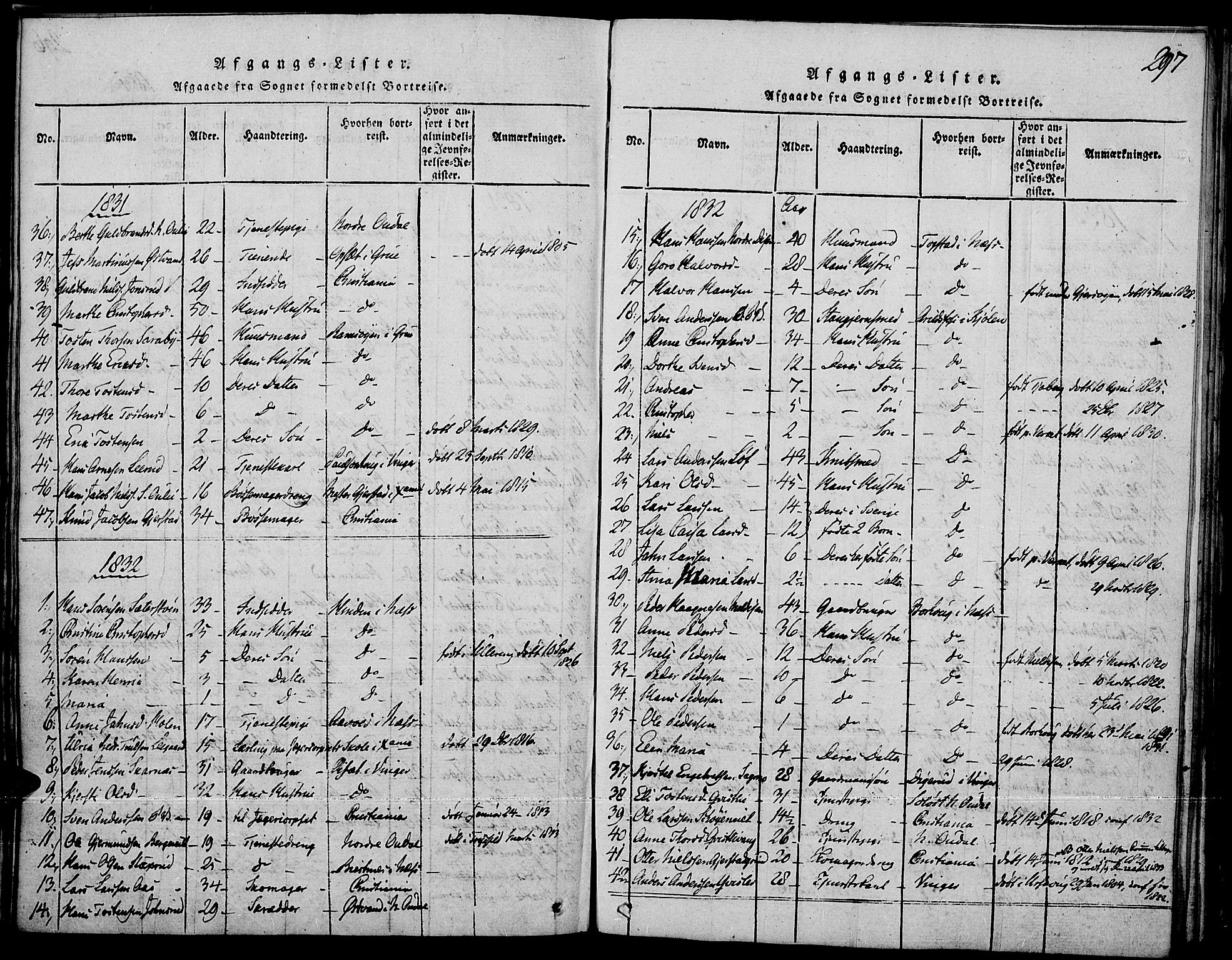 Strøm-Odalen prestekontor, AV/SAH-PREST-028/H/Ha/Haa/L0006: Parish register (official) no. 6, 1814-1850, p. 297