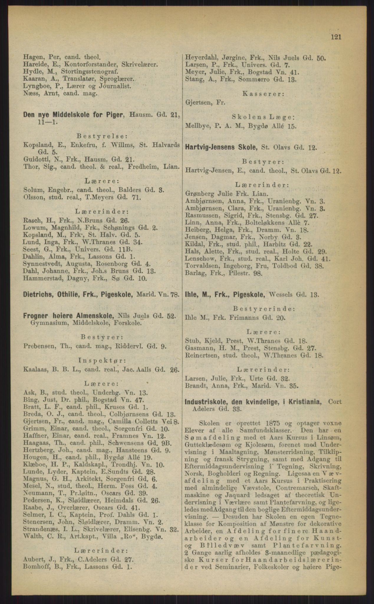 Kristiania/Oslo adressebok, PUBL/-, 1903, p. 121