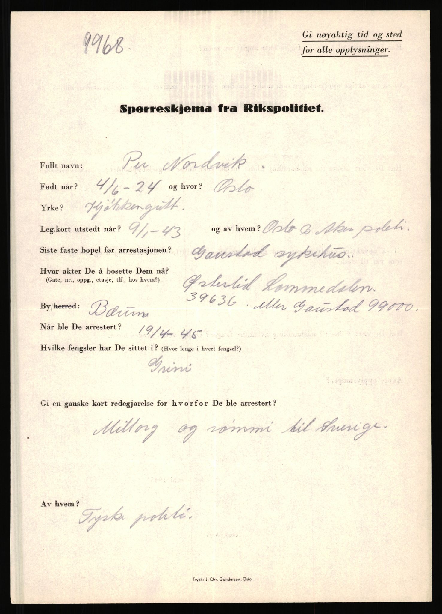 Rikspolitisjefen, AV/RA-S-1560/L/L0012: Mogensen, Øivind - Noraas, Lars, 1940-1945, p. 1084