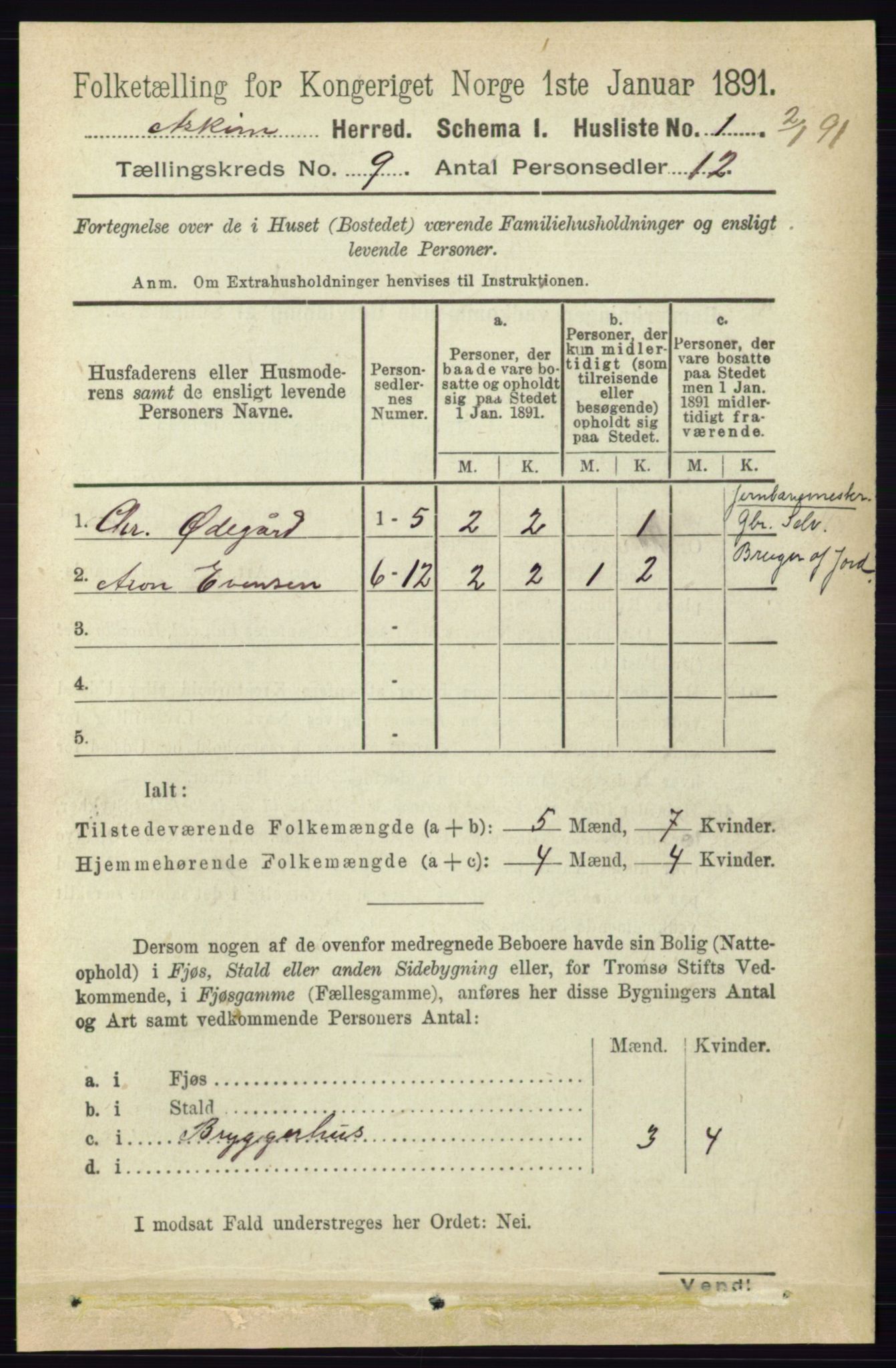 RA, 1891 census for 0124 Askim, 1891, p. 1440