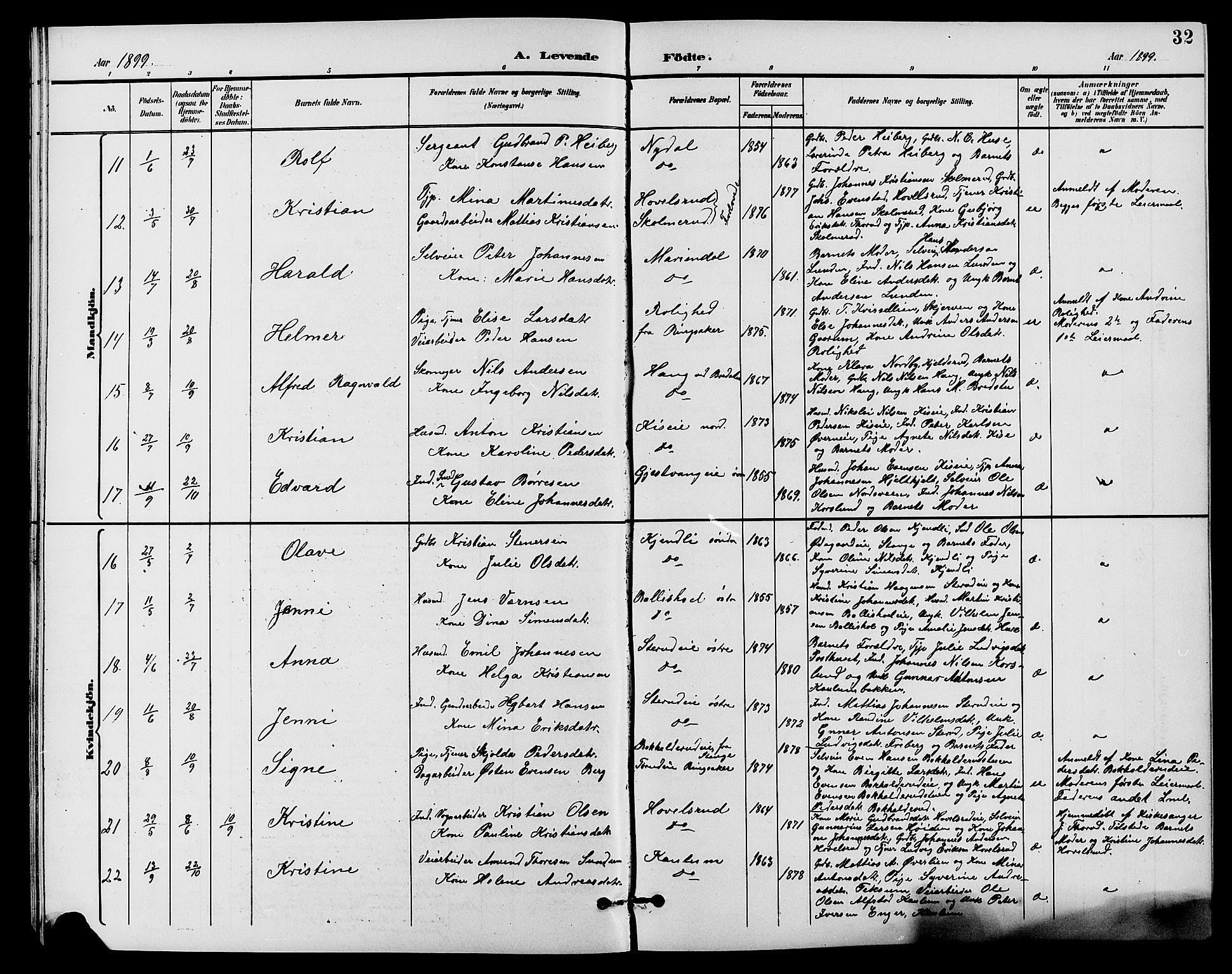 Nes prestekontor, Hedmark, AV/SAH-PREST-020/L/La/L0007: Parish register (copy) no. 7, 1892-1912, p. 32