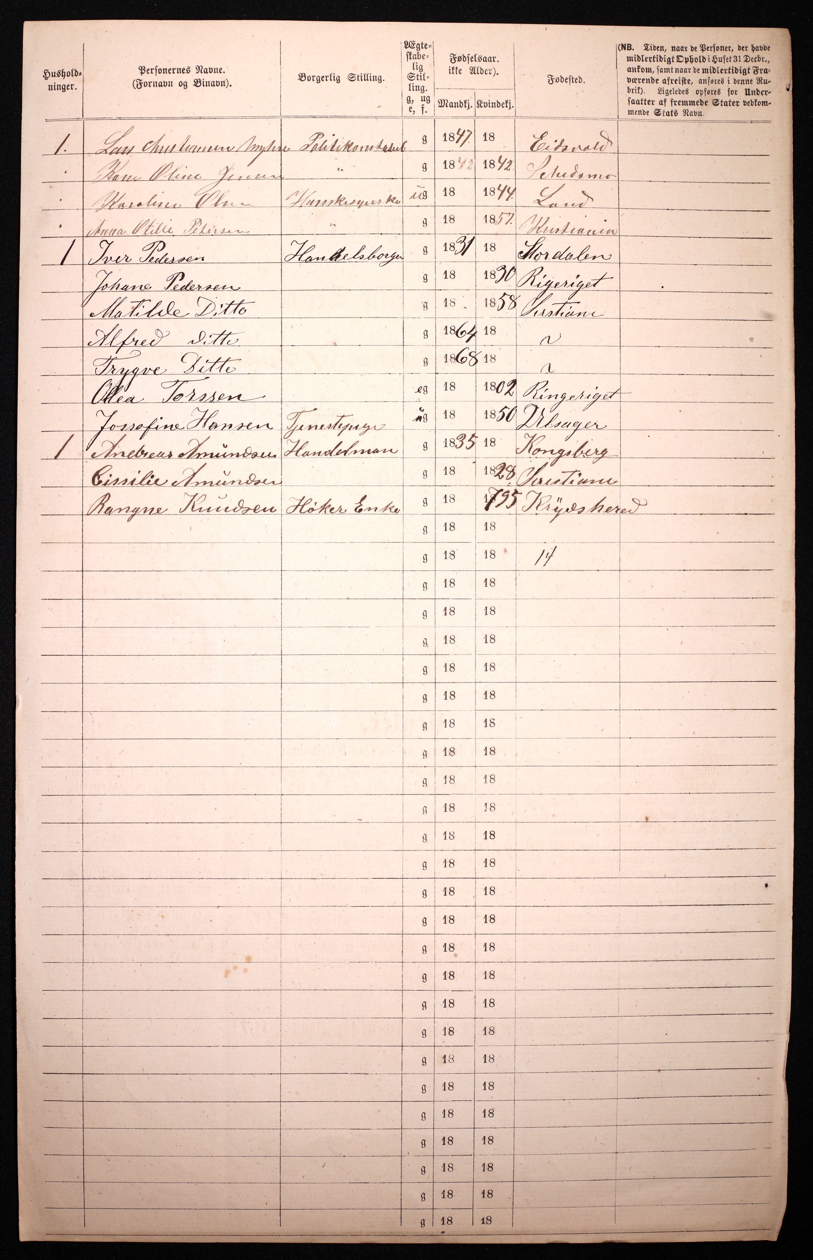 RA, 1870 census for 0301 Kristiania, 1870, p. 968