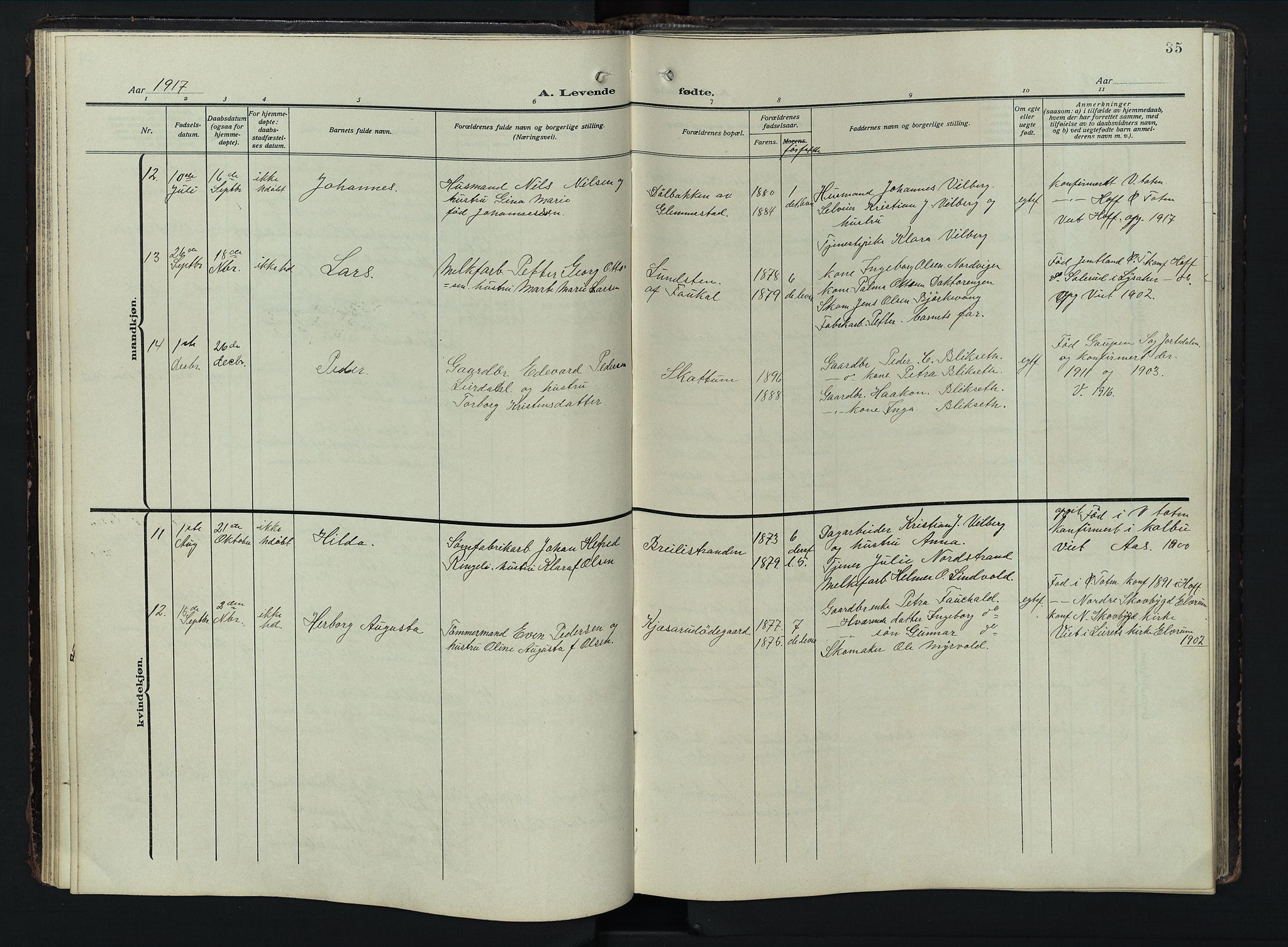 Østre Toten prestekontor, SAH/PREST-104/H/Ha/Hab/L0009: Parish register (copy) no. 9, 1908-1956, p. 35