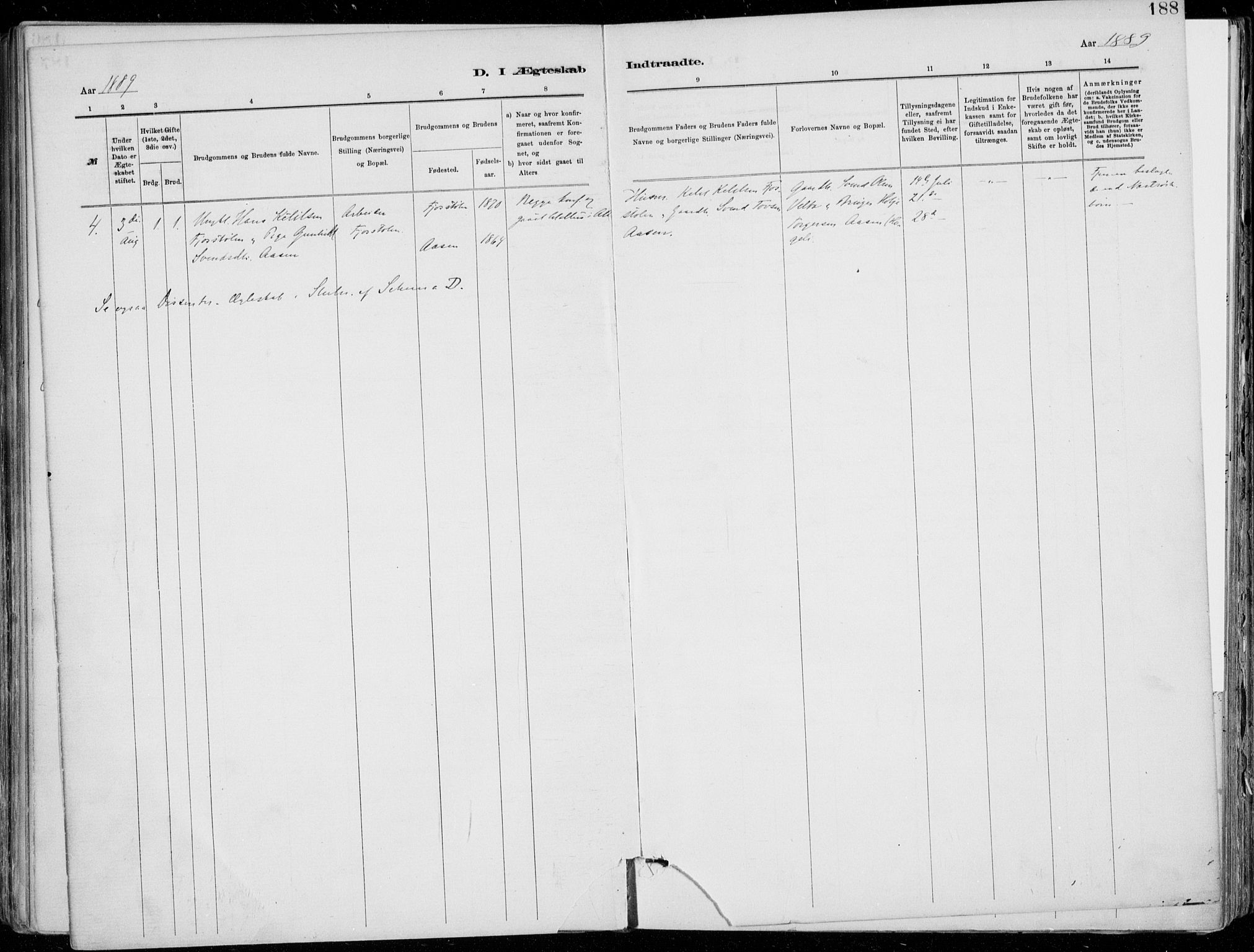 Tinn kirkebøker, SAKO/A-308/F/Fa/L0007: Parish register (official) no. I 7, 1878-1922, p. 188