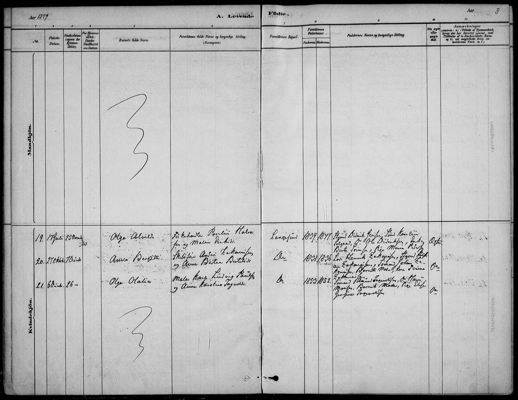 Langesund kirkebøker, SAKO/A-280/F/Fa/L0002: Parish register (official) no. 2, 1878-1892, p. 8
