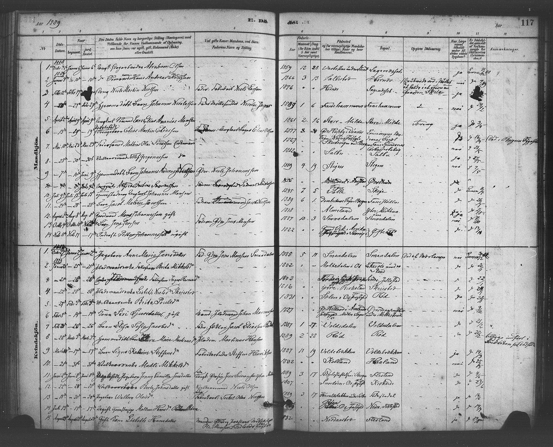 Fana Sokneprestembete, SAB/A-75101/H/Haa/Haab/L0001: Parish register (official) no. B 1, 1878-1889, p. 117