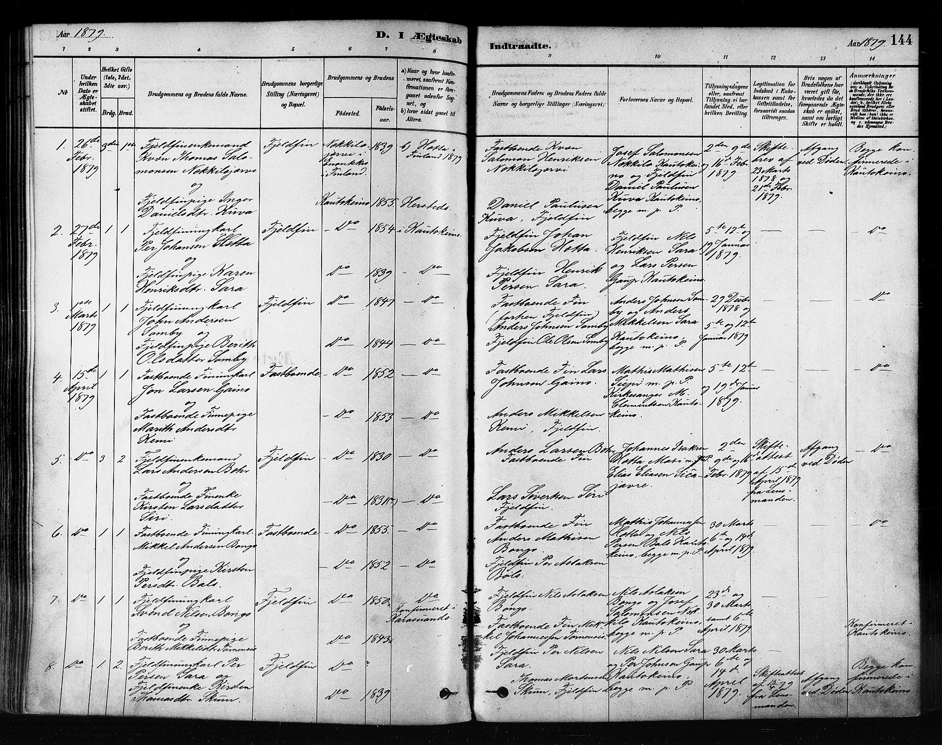 Kautokeino sokneprestembete, SATØ/S-1340/H/Ha/L0004.kirke: Parish register (official) no. 4, 1877-1896, p. 144
