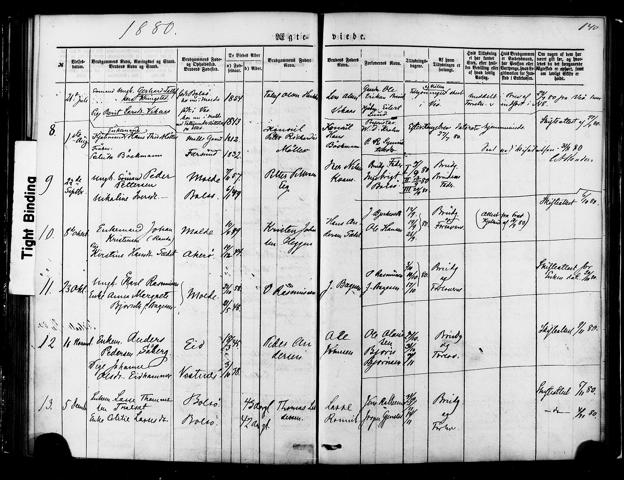 Ministerialprotokoller, klokkerbøker og fødselsregistre - Møre og Romsdal, SAT/A-1454/558/L0691: Parish register (official) no. 558A05, 1873-1886, p. 140