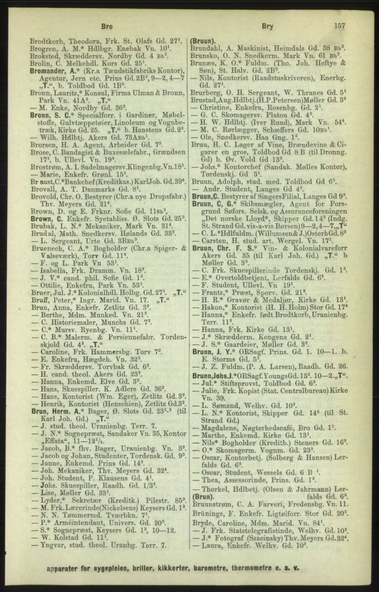 Kristiania/Oslo adressebok, PUBL/-, 1886, p. 157