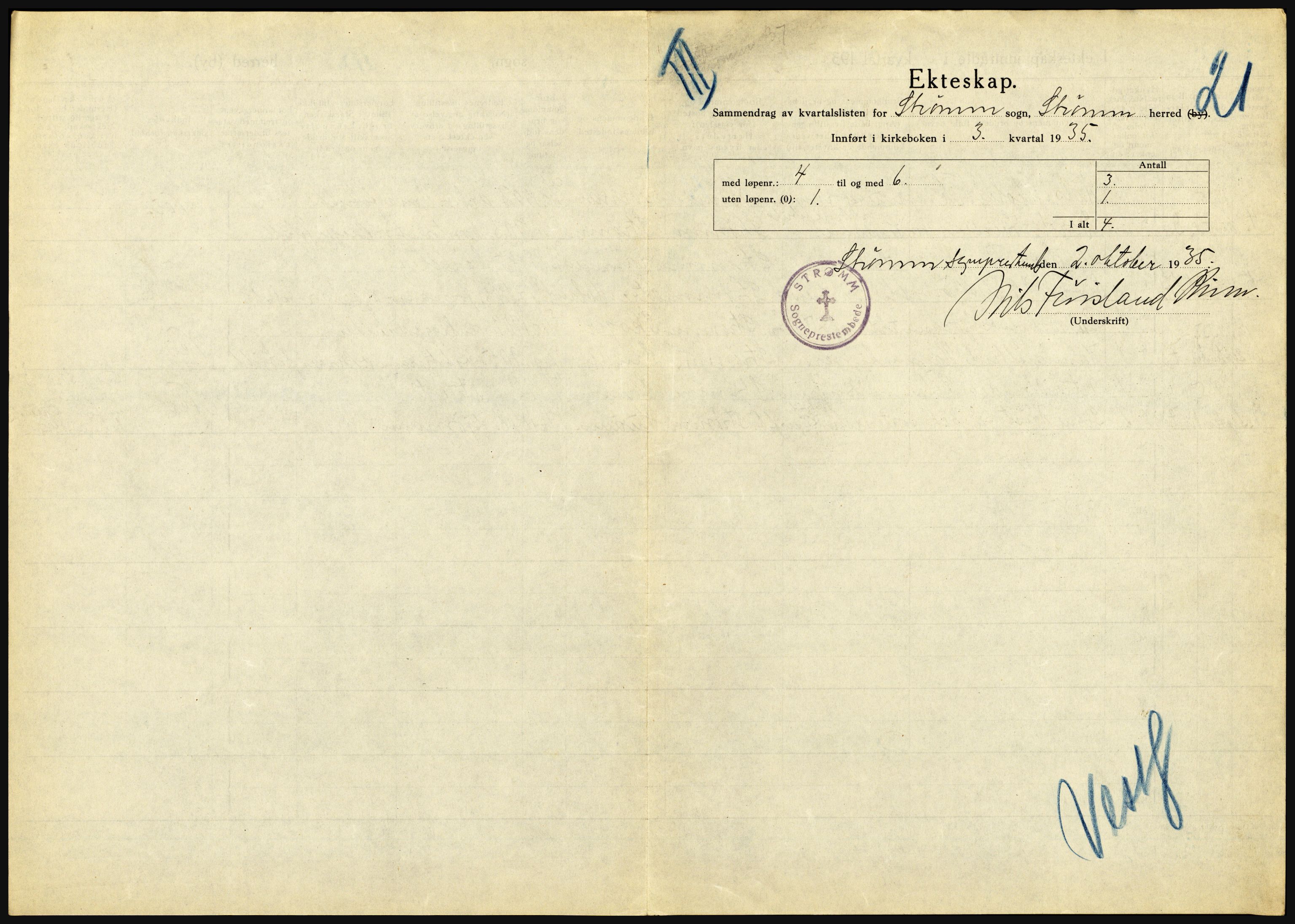 Statistisk sentralbyrå, Sosiodemografiske emner, Befolkning, AV/RA-S-2228/D/Df/Dfd/Dfde/L0016: Vestfold, 1935, p. 7