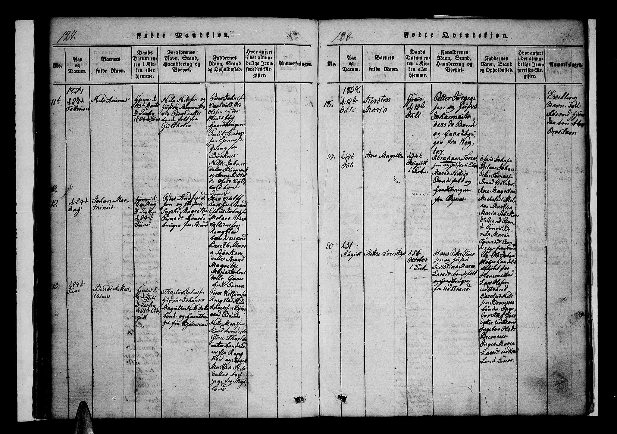 Kvæfjord sokneprestkontor, AV/SATØ-S-1323/G/Ga/Gaa/L0002kirke: Parish register (official) no. 2, 1821-1830, p. 127-128