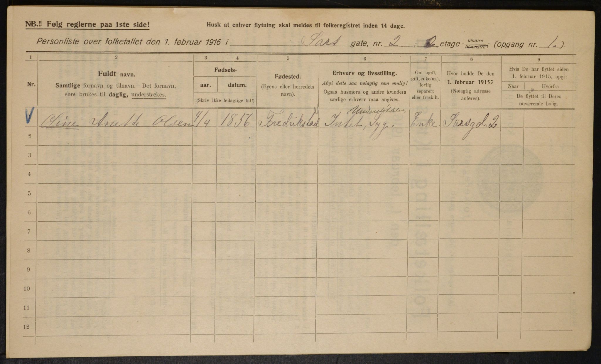 OBA, Municipal Census 1916 for Kristiania, 1916, p. 91426