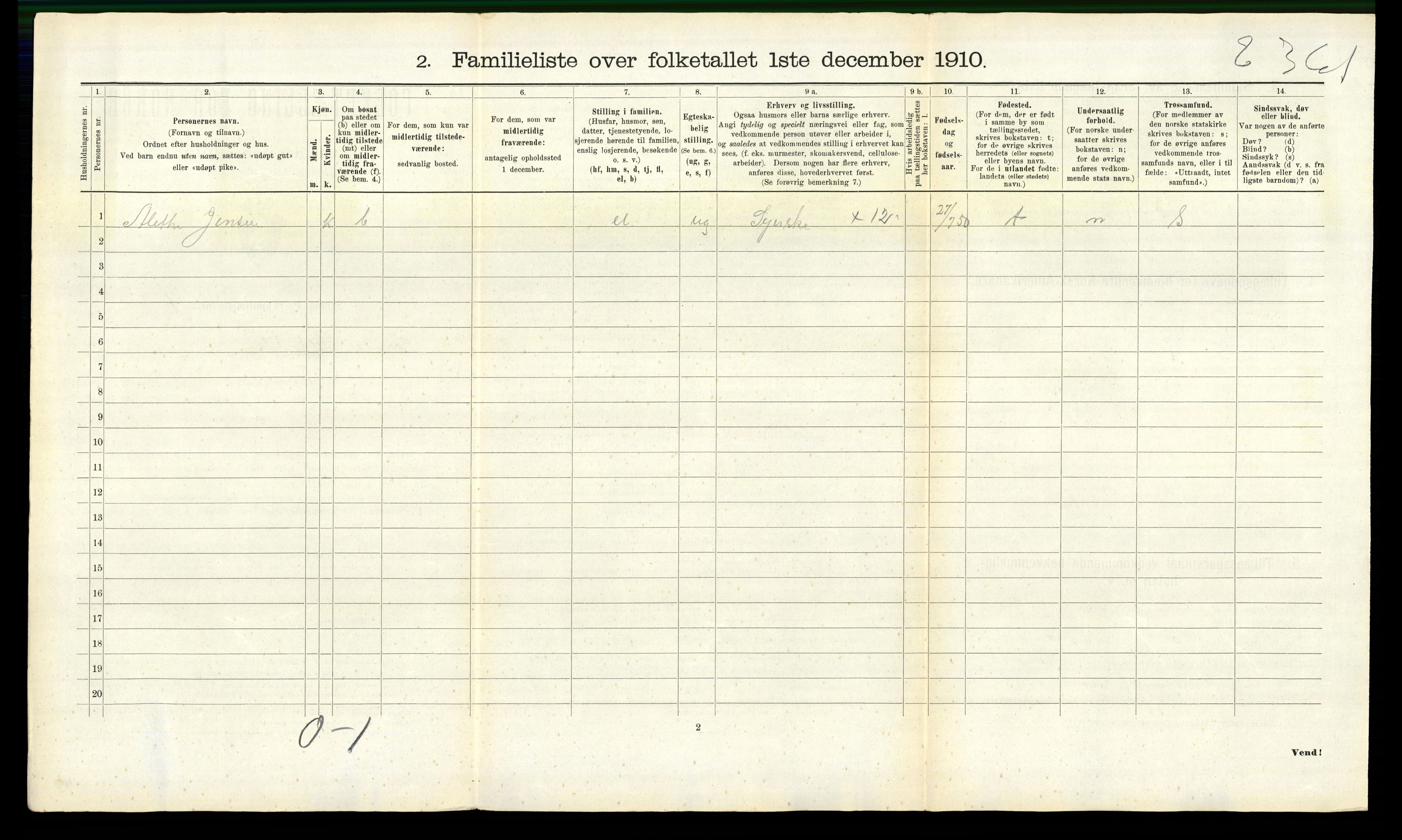 RA, 1910 census for Arendal, 1910, p. 3478