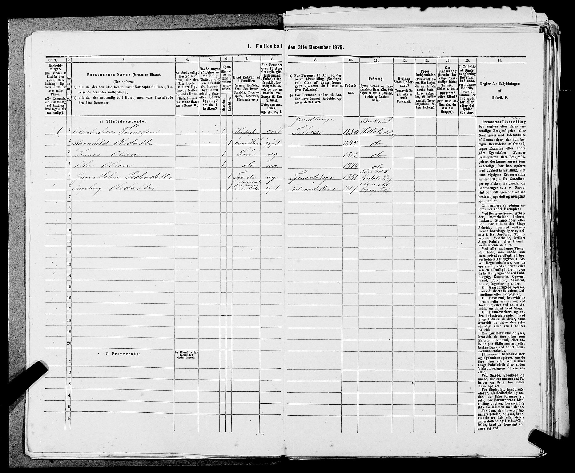 SAST, 1875 census for 1115P Helleland, 1875, p. 681