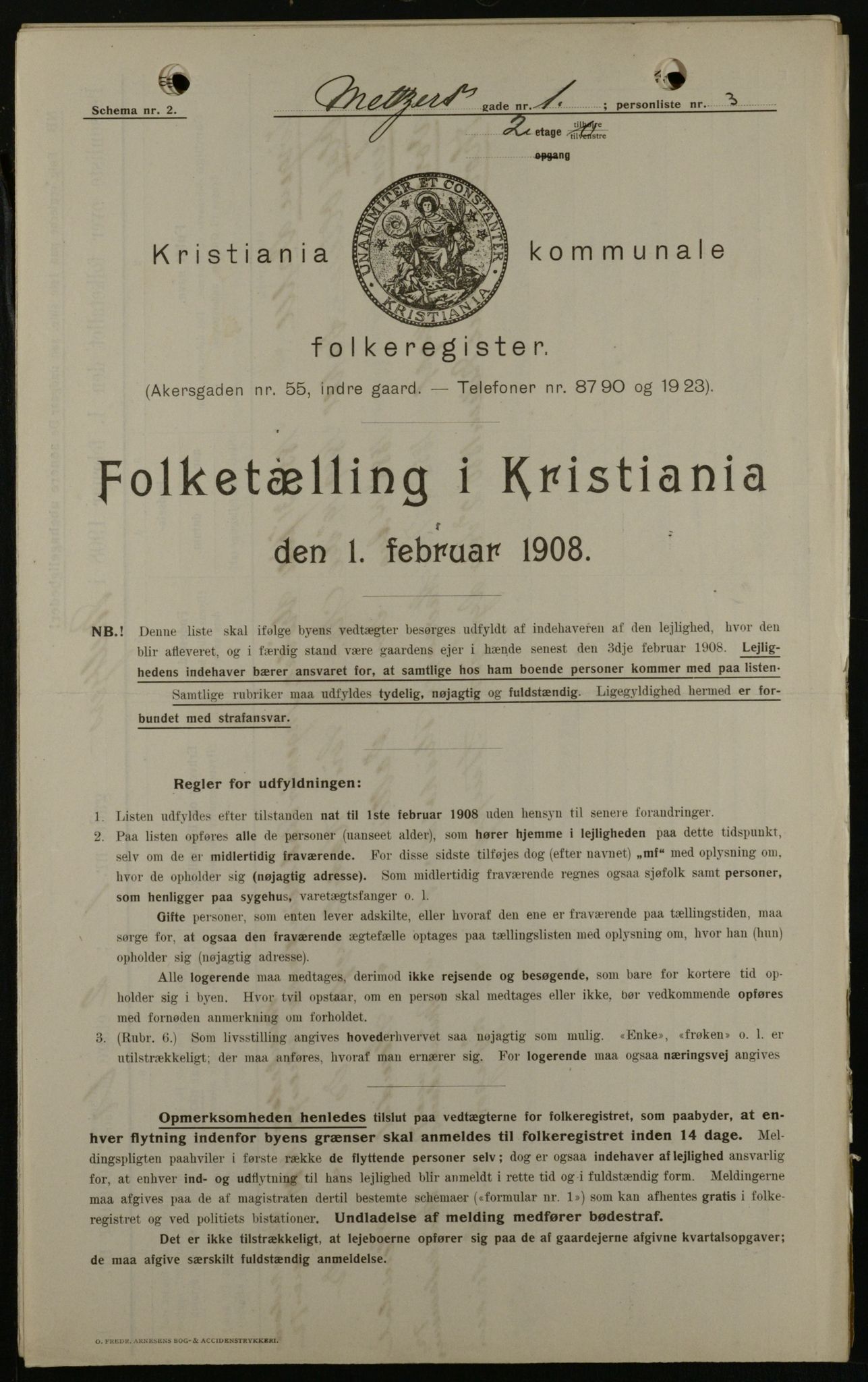 OBA, Municipal Census 1908 for Kristiania, 1908, p. 58396