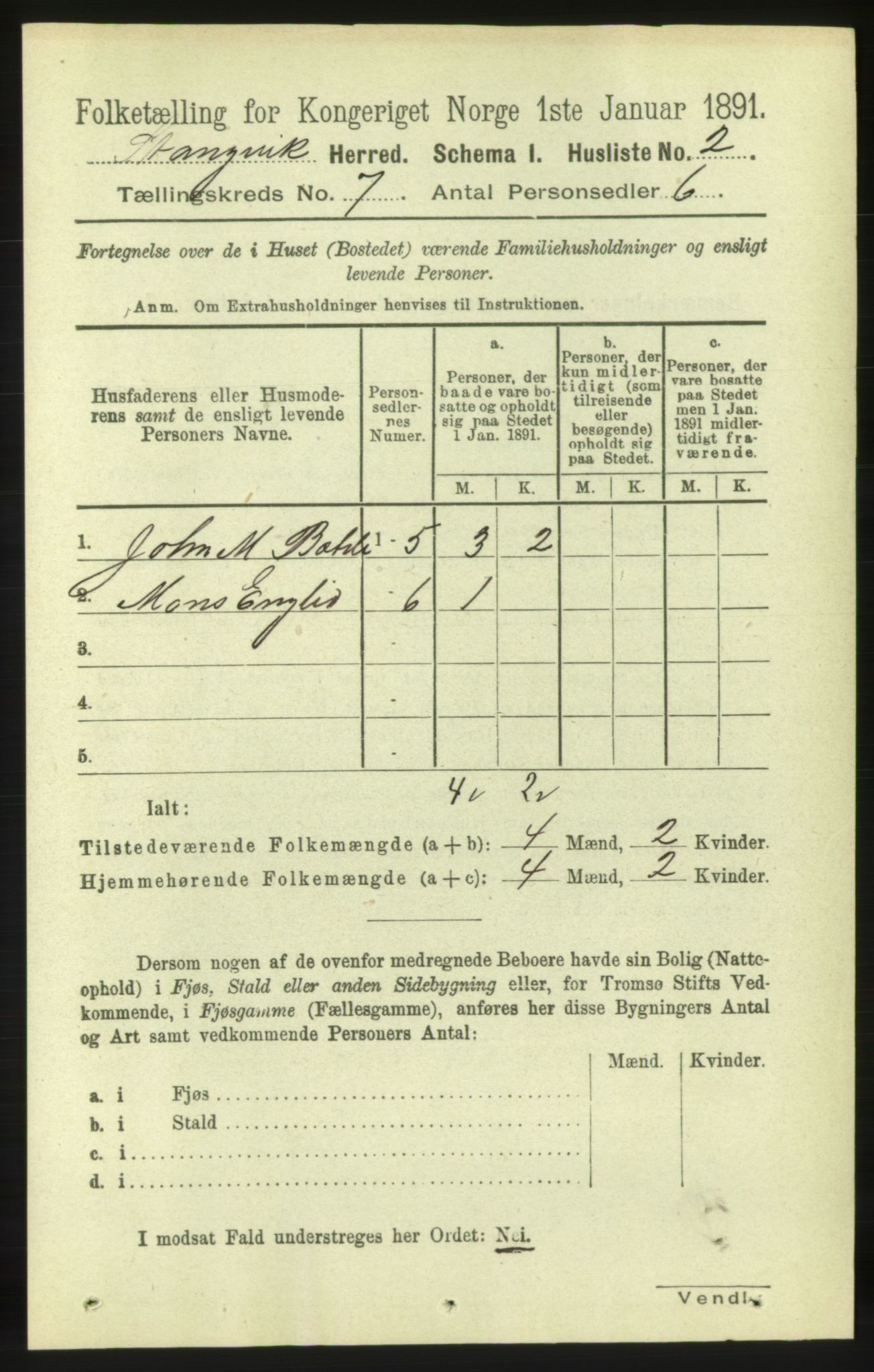 RA, 1891 census for 1564 Stangvik, 1891, p. 2974