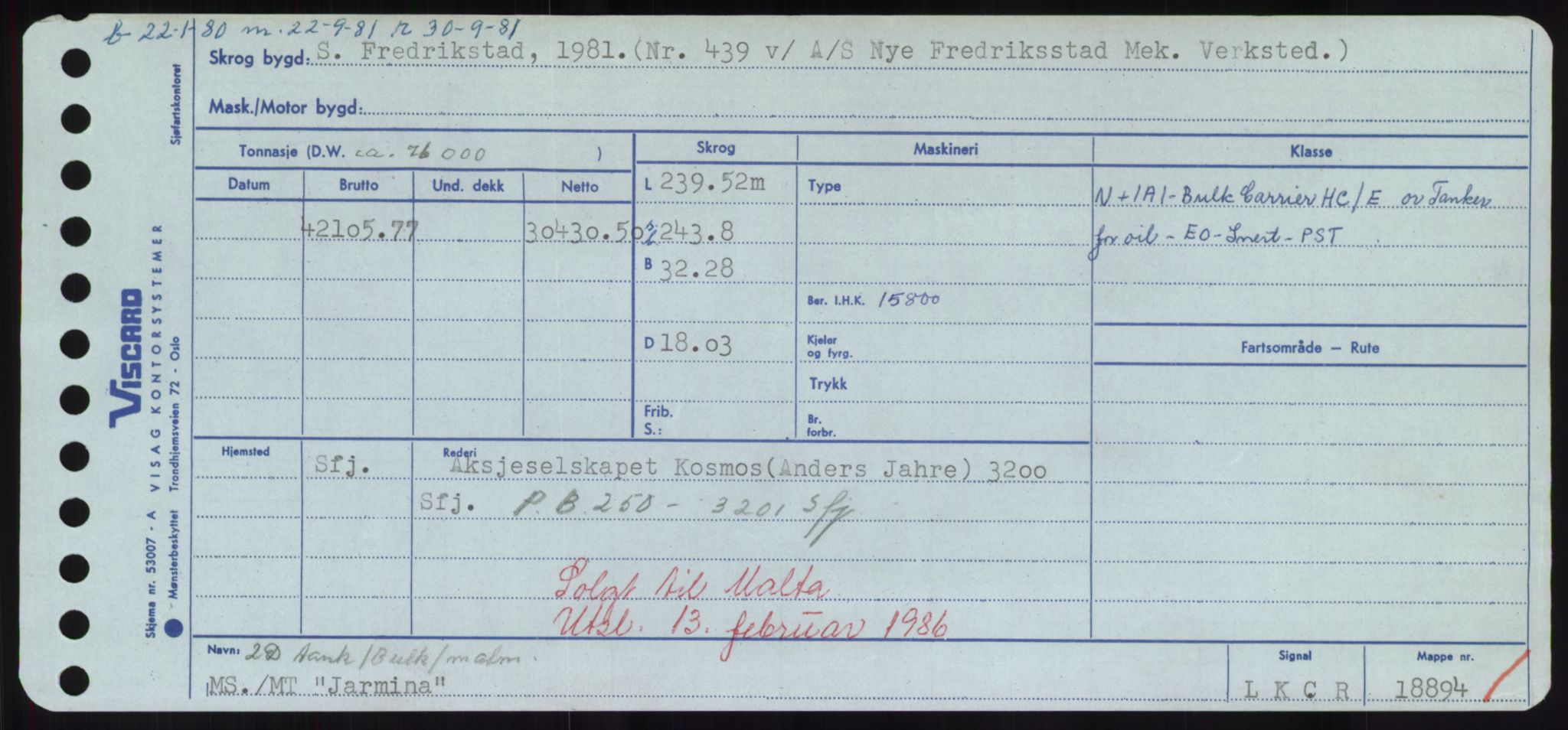 Sjøfartsdirektoratet med forløpere, Skipsmålingen, RA/S-1627/H/Hd/L0019: Fartøy, J, p. 261