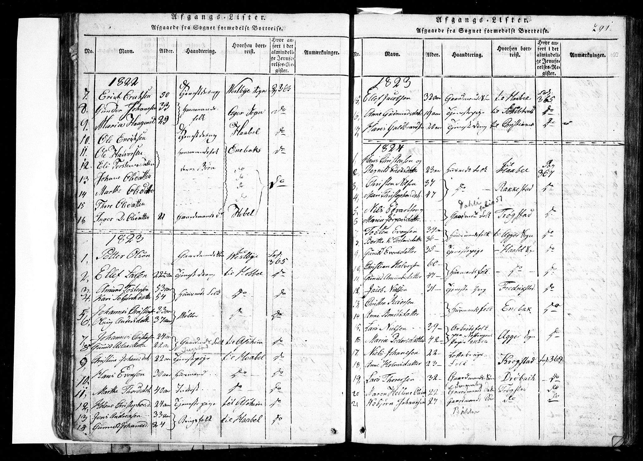 Spydeberg prestekontor Kirkebøker, SAO/A-10924/G/Ga/L0001: Parish register (copy) no. I 1, 1814-1868, p. 291