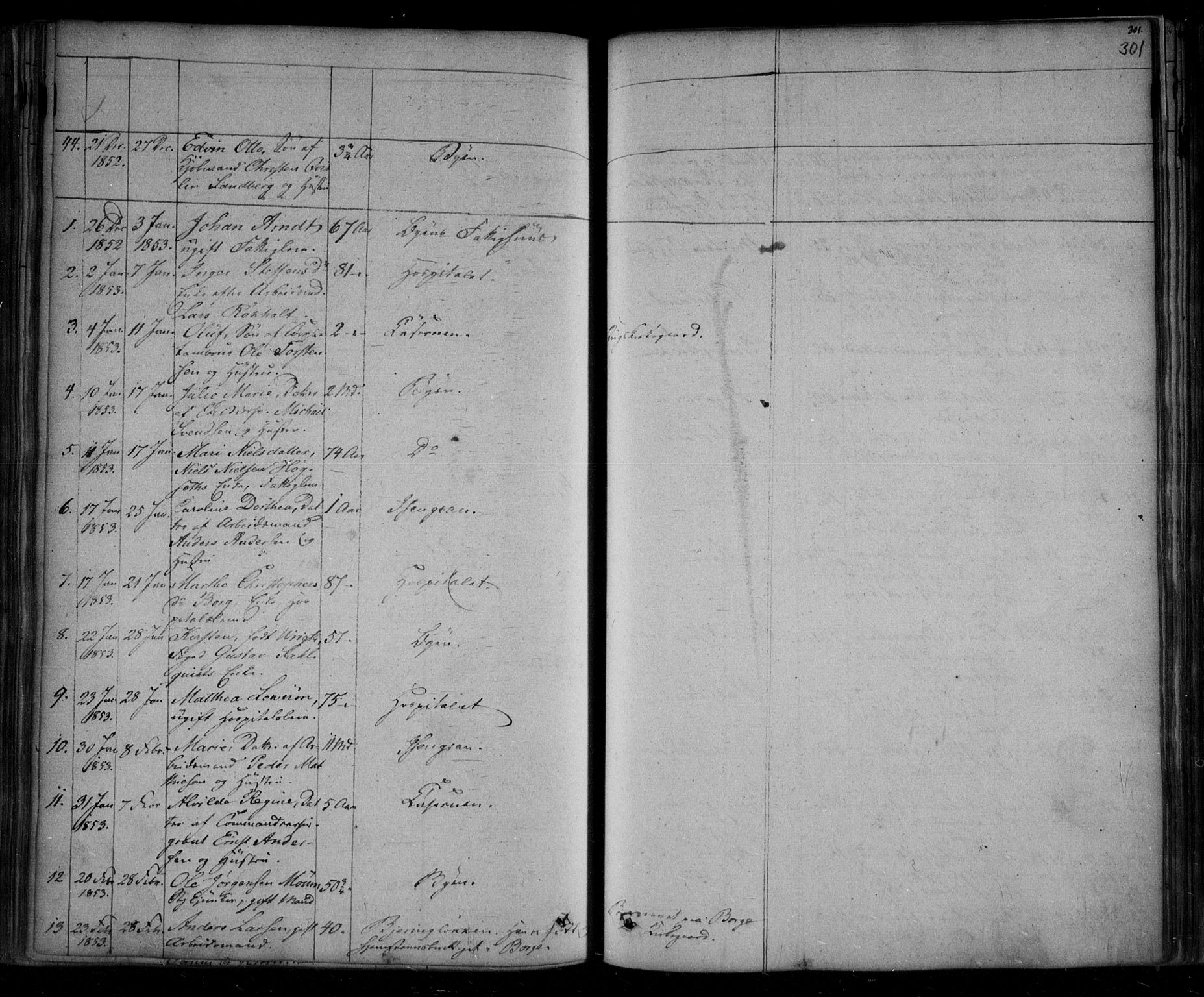Fredrikstad prestekontor Kirkebøker, SAO/A-11082/F/Fa/L0005: Parish register (official) no. 5, 1835-1856, p. 301