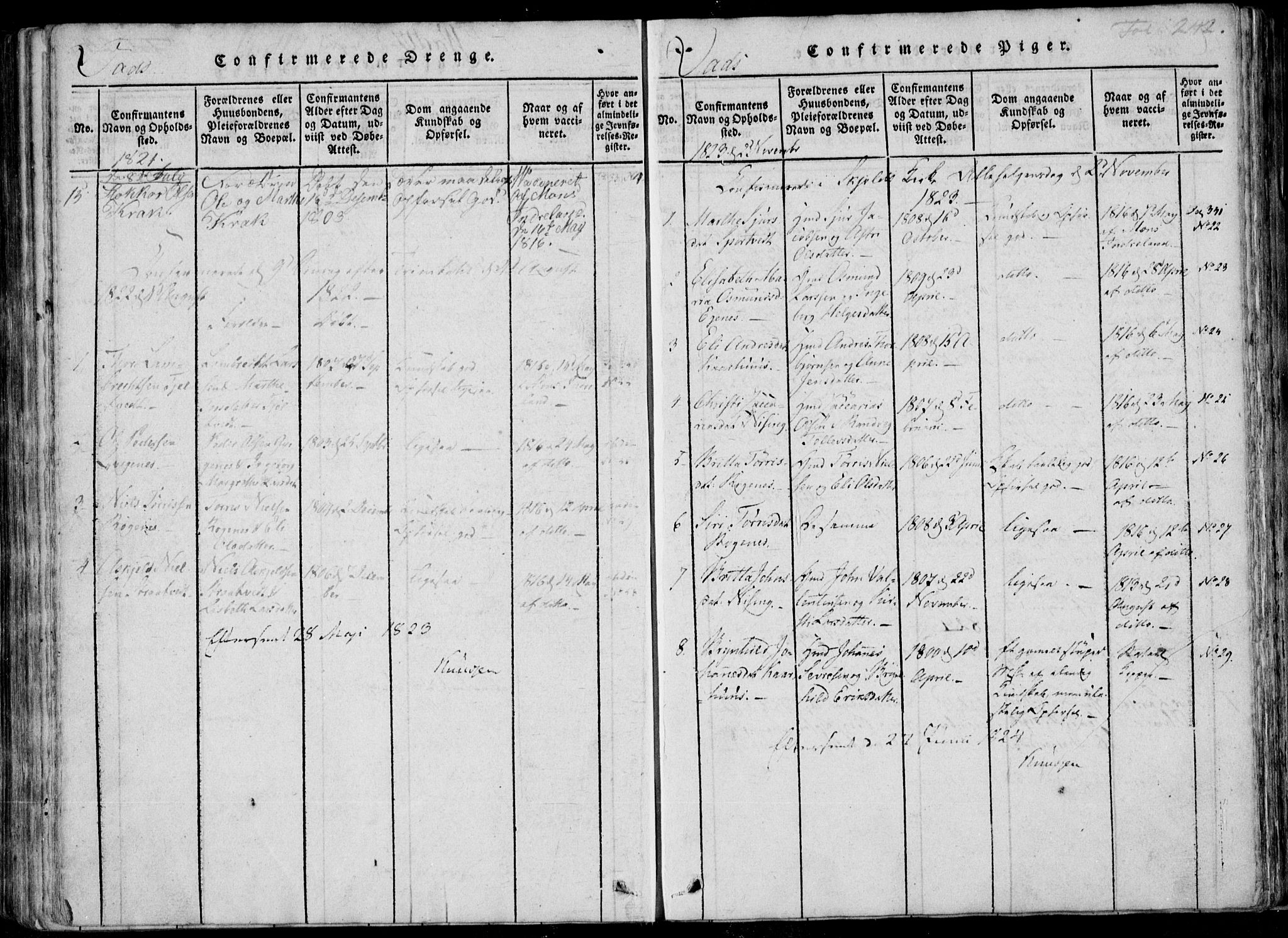 Skjold sokneprestkontor, AV/SAST-A-101847/H/Ha/Haa/L0004: Parish register (official) no. A 4 /2, 1815-1830, p. 242