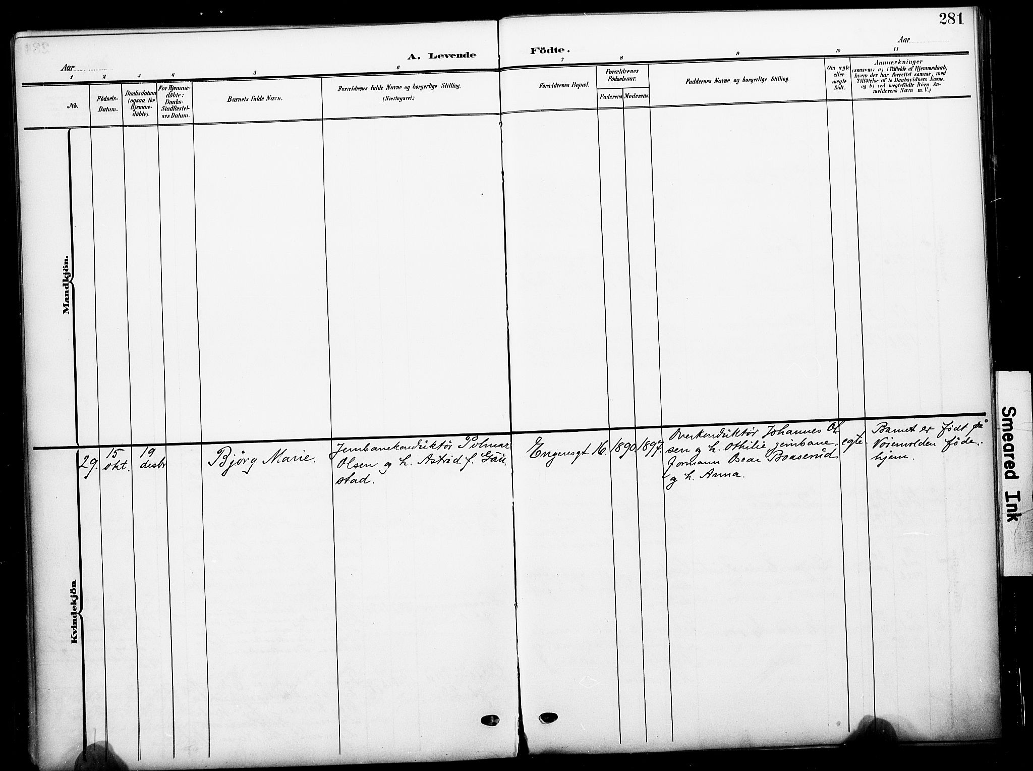 Johannes prestekontor Kirkebøker, AV/SAO-A-10852/F/Fa/L0009: Parish register (official) no. 9, 1905-1929, p. 281