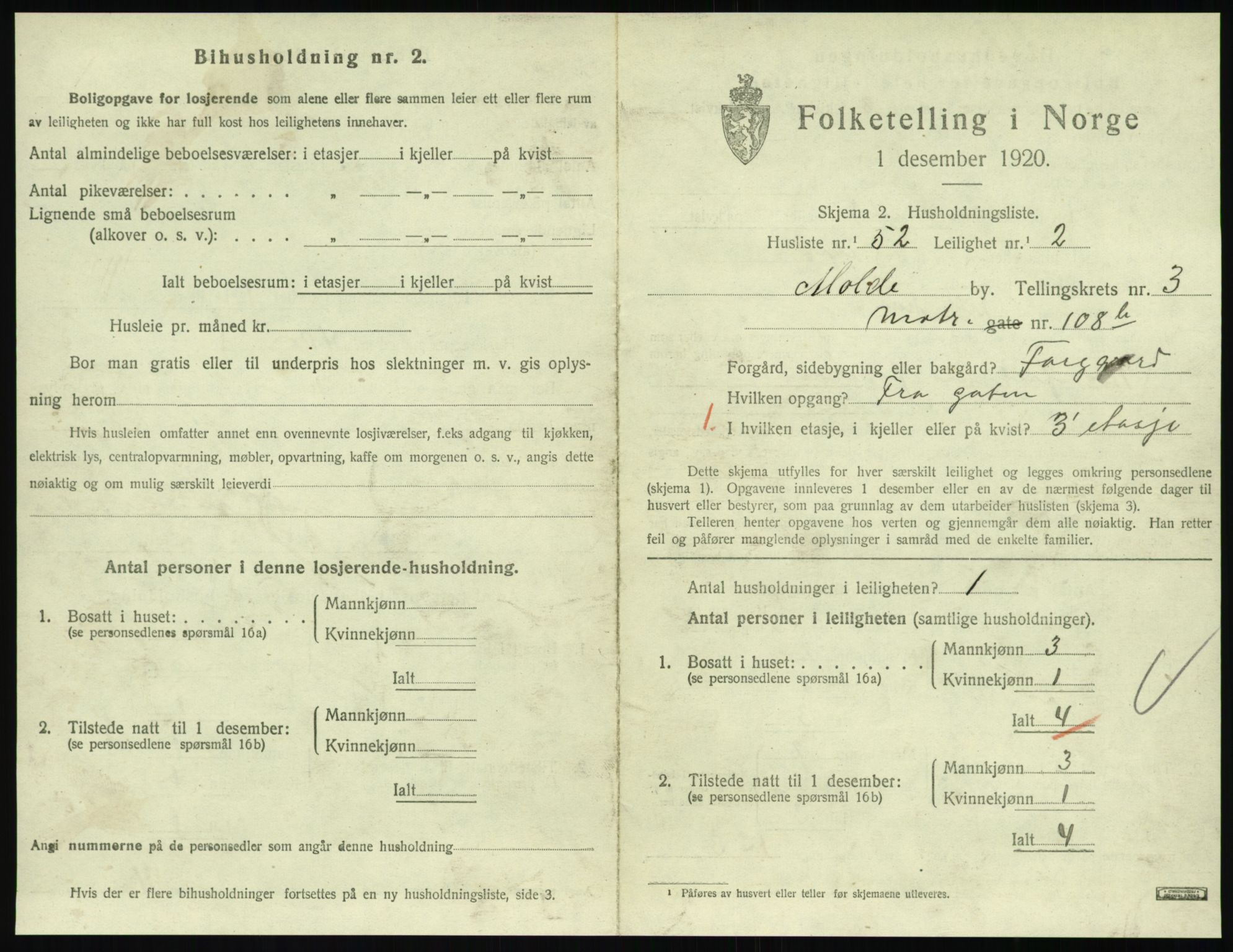 SAT, 1920 census for Molde, 1920, p. 1237