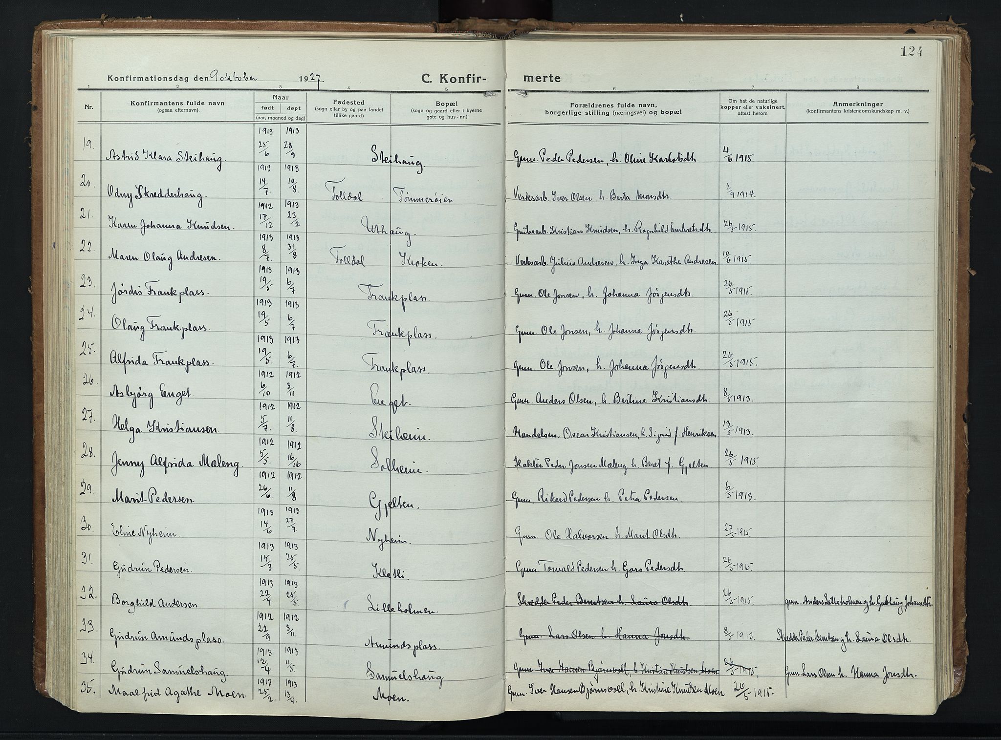 Alvdal prestekontor, AV/SAH-PREST-060/H/Ha/Haa/L0006: Parish register (official) no. 6, 1920-1937, p. 124