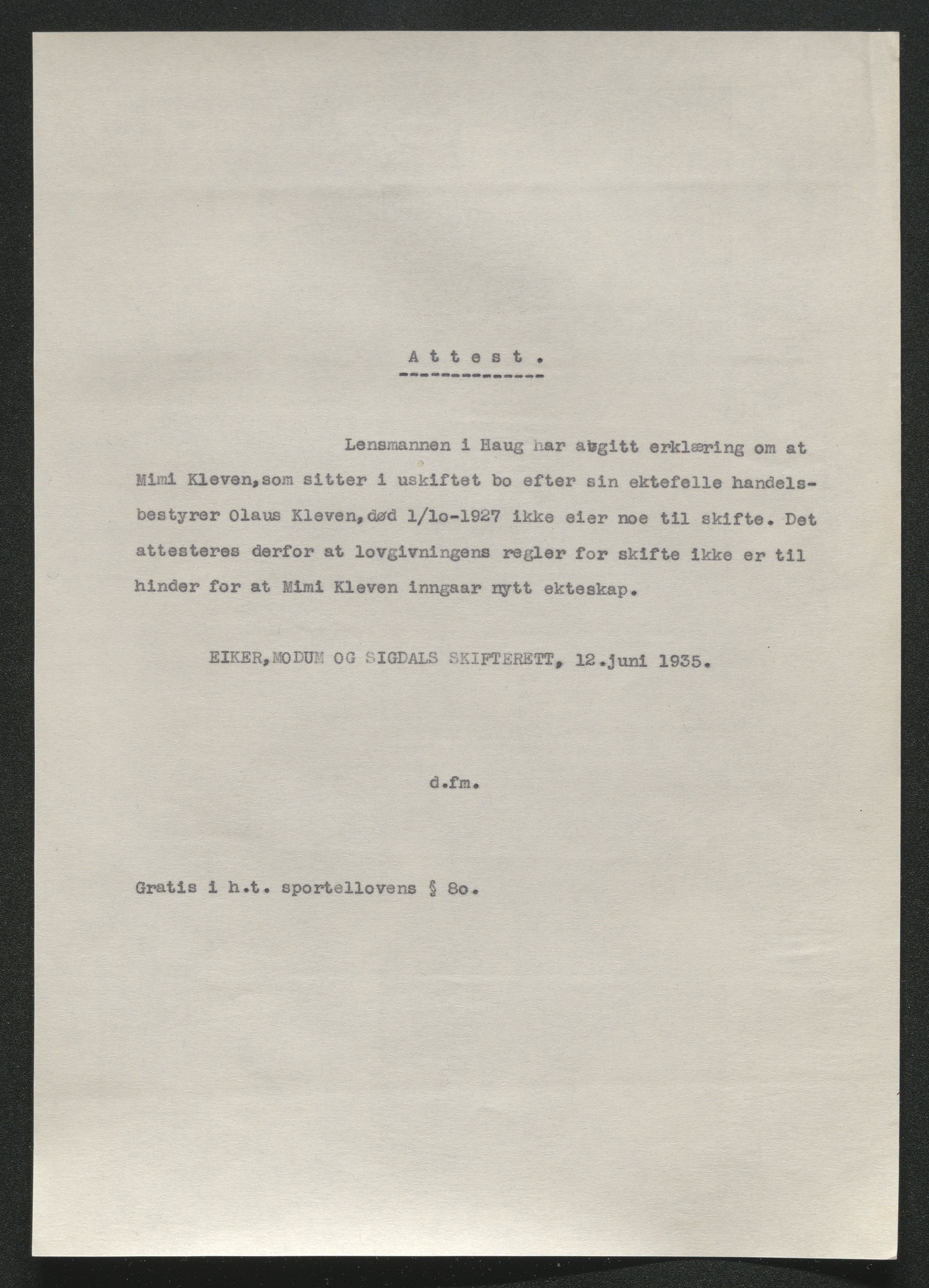 Eiker, Modum og Sigdal sorenskriveri, AV/SAKO-A-123/H/Ha/Hab/L0044: Dødsfallsmeldinger, 1926-1927, p. 1135