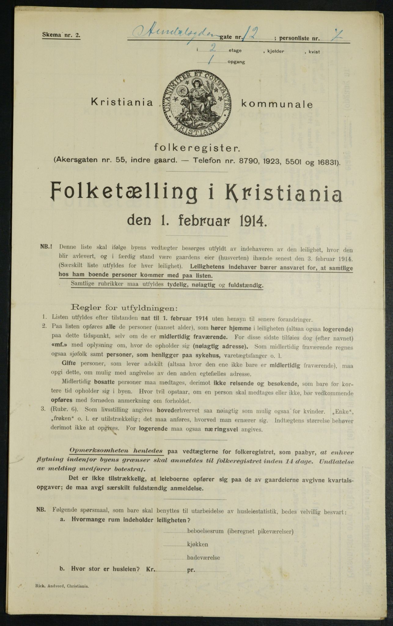 OBA, Municipal Census 1914 for Kristiania, 1914, p. 2002