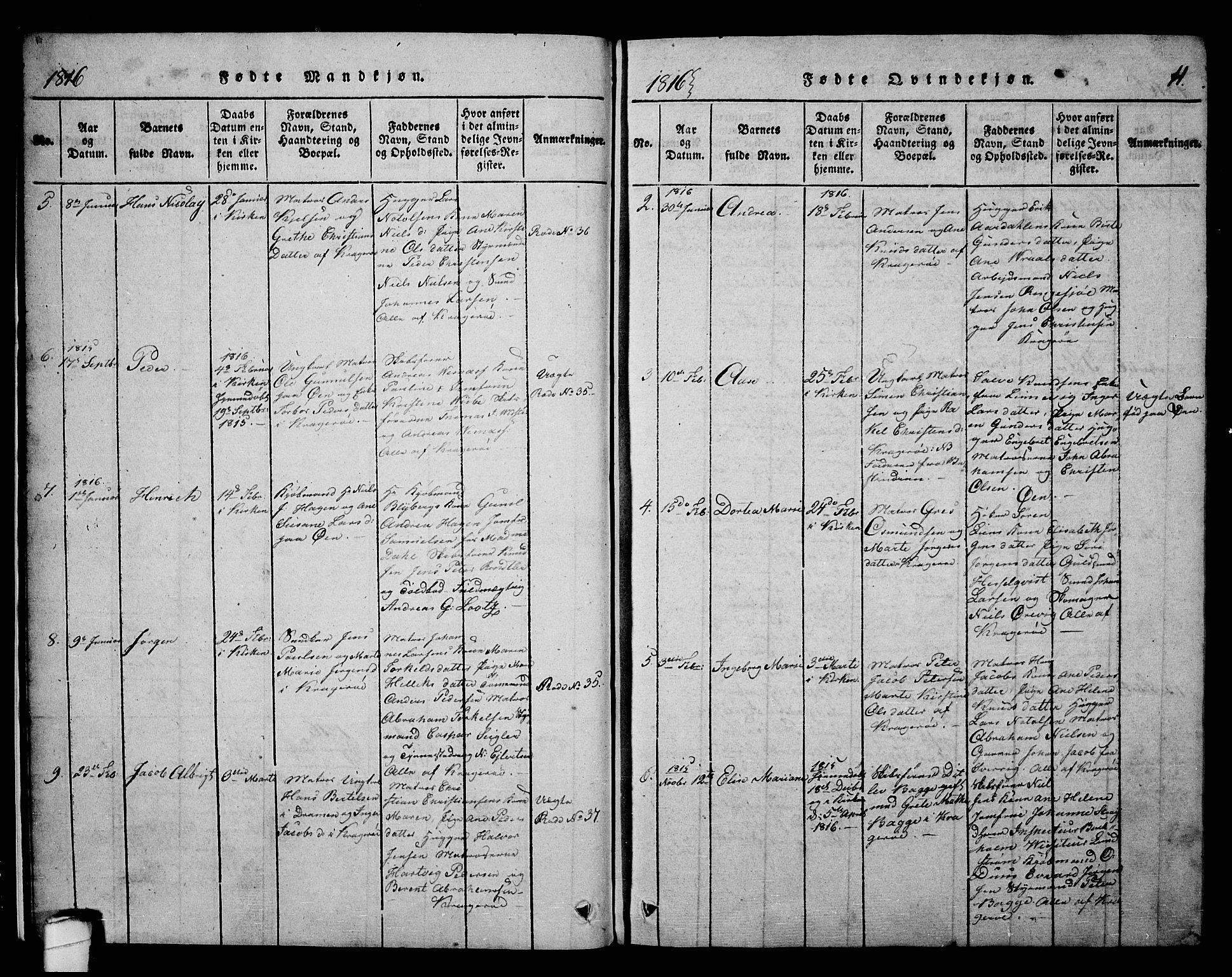 Kragerø kirkebøker, AV/SAKO-A-278/F/Fa/L0004: Parish register (official) no. 4, 1814-1831, p. 11