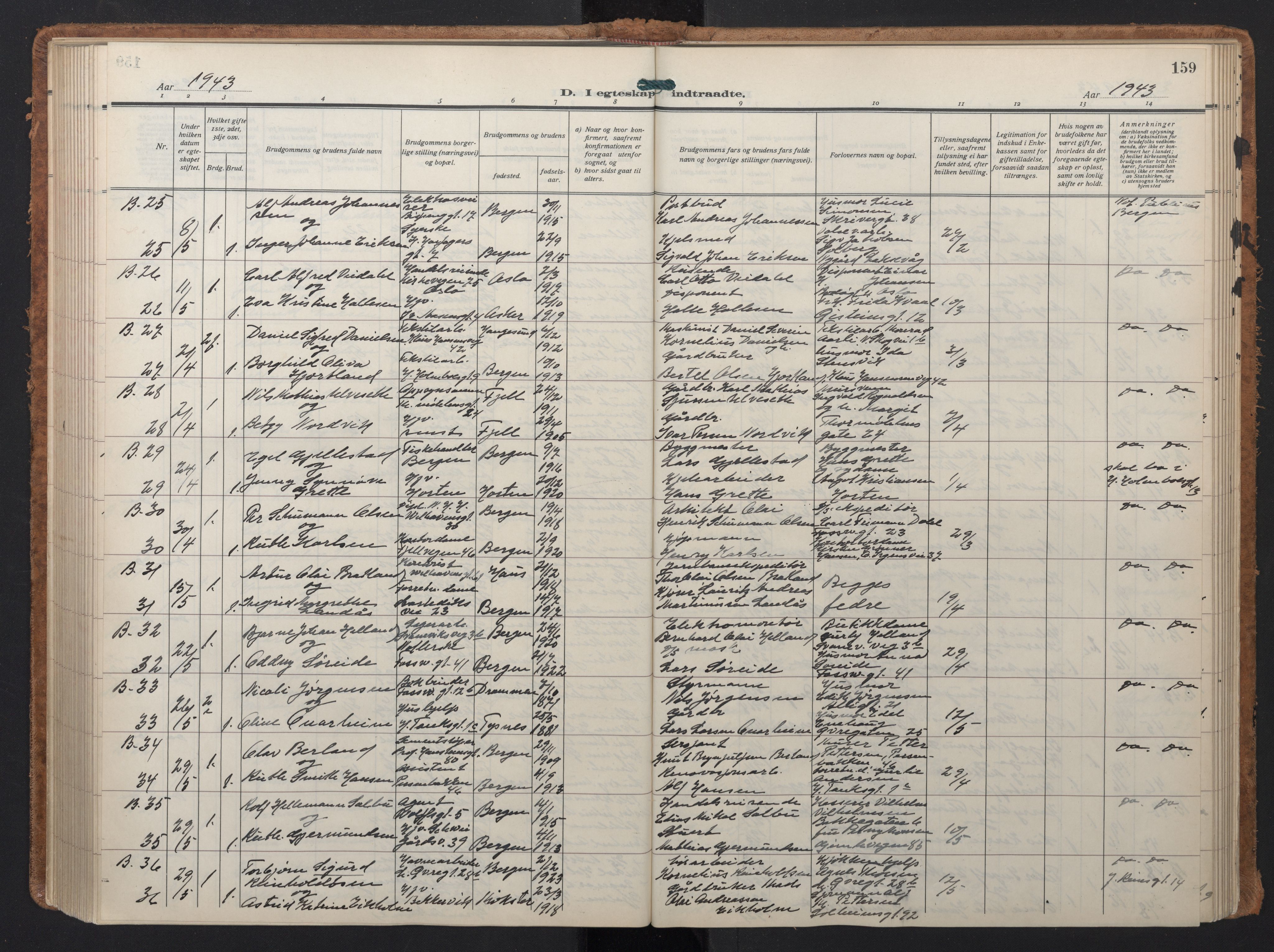 Johanneskirken sokneprestembete, SAB/A-76001/H/Hab: Parish register (copy) no. C 3, 1929-1949, p. 158b-159a