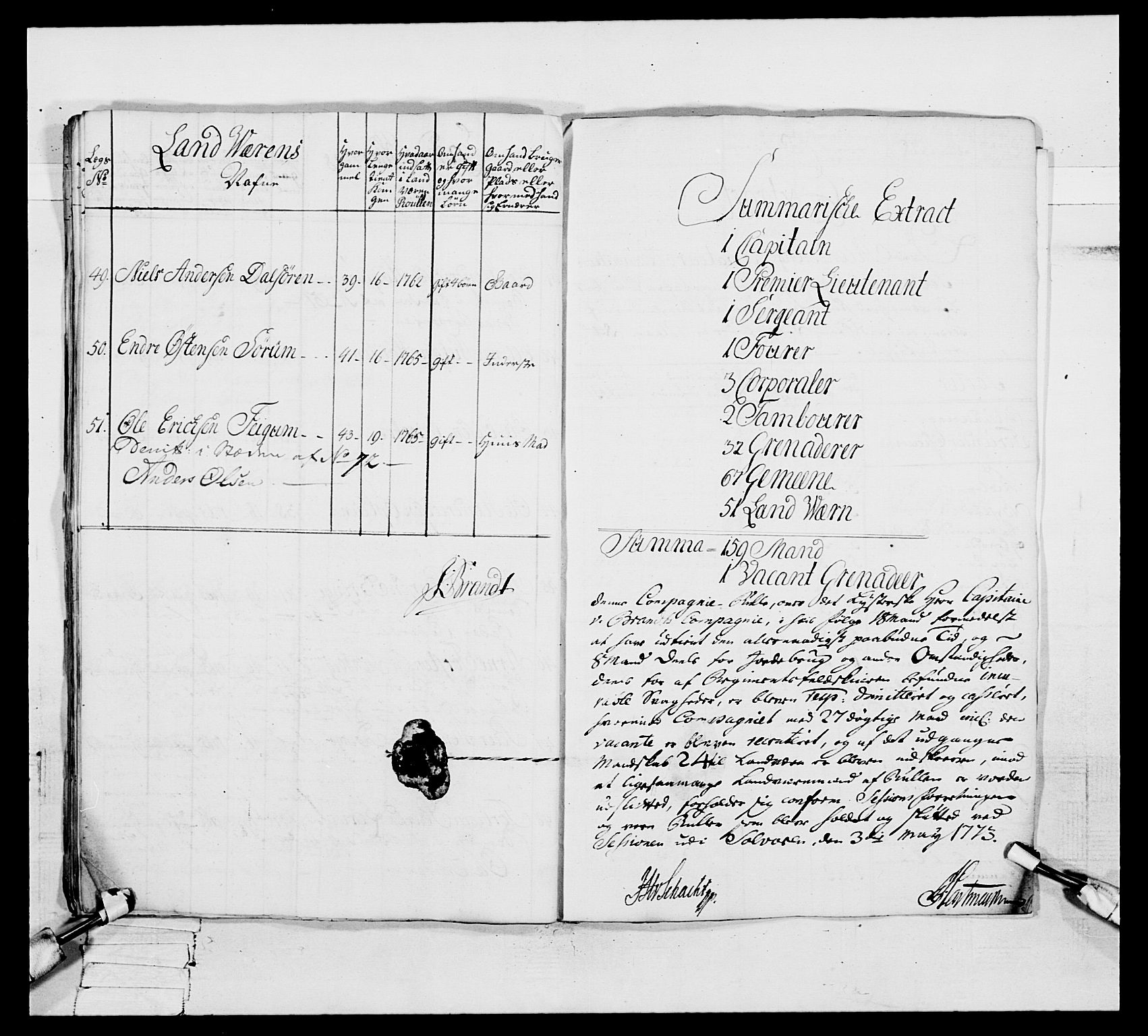 Generalitets- og kommissariatskollegiet, Det kongelige norske kommissariatskollegium, AV/RA-EA-5420/E/Eh/L0093: 2. Bergenhusiske nasjonale infanteriregiment, 1772-1774, p. 98