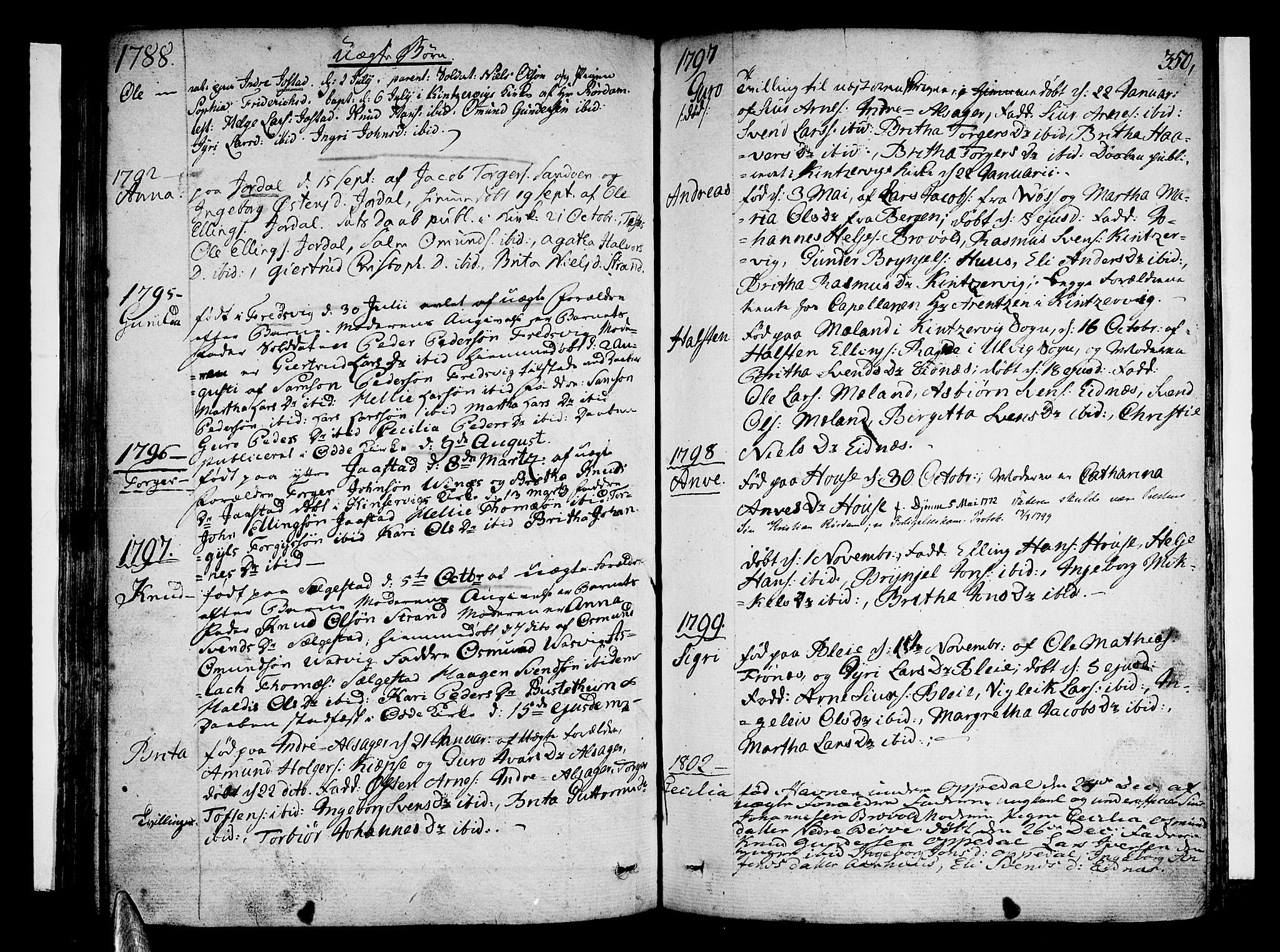 Ullensvang sokneprestembete, SAB/A-78701/H/Haa: Parish register (official) no. A 7 /1, 1788-1804, p. 349-350