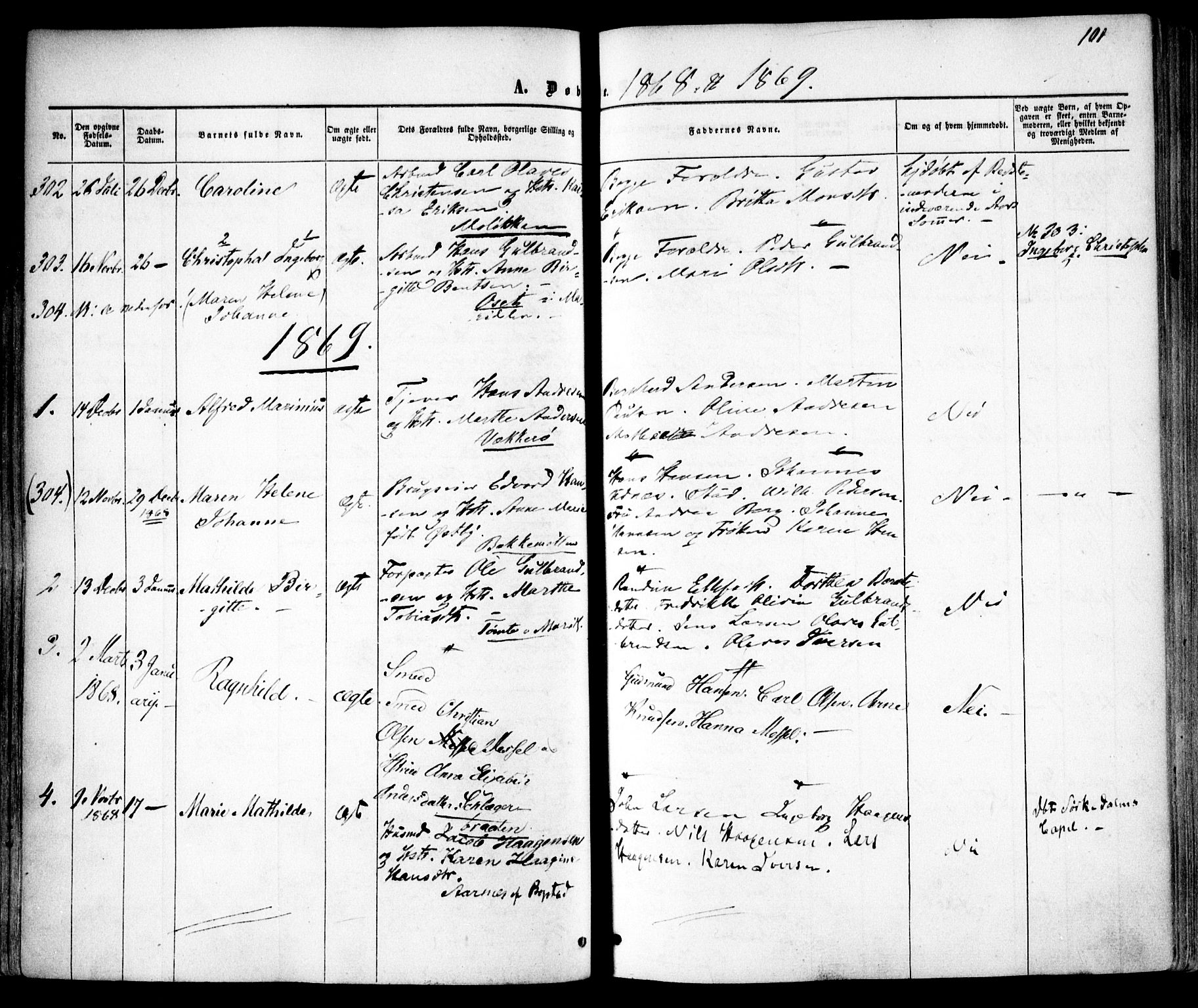 Vestre Aker prestekontor Kirkebøker, SAO/A-10025/F/Fa/L0004: Parish register (official) no. 4, 1857-1877, p. 101