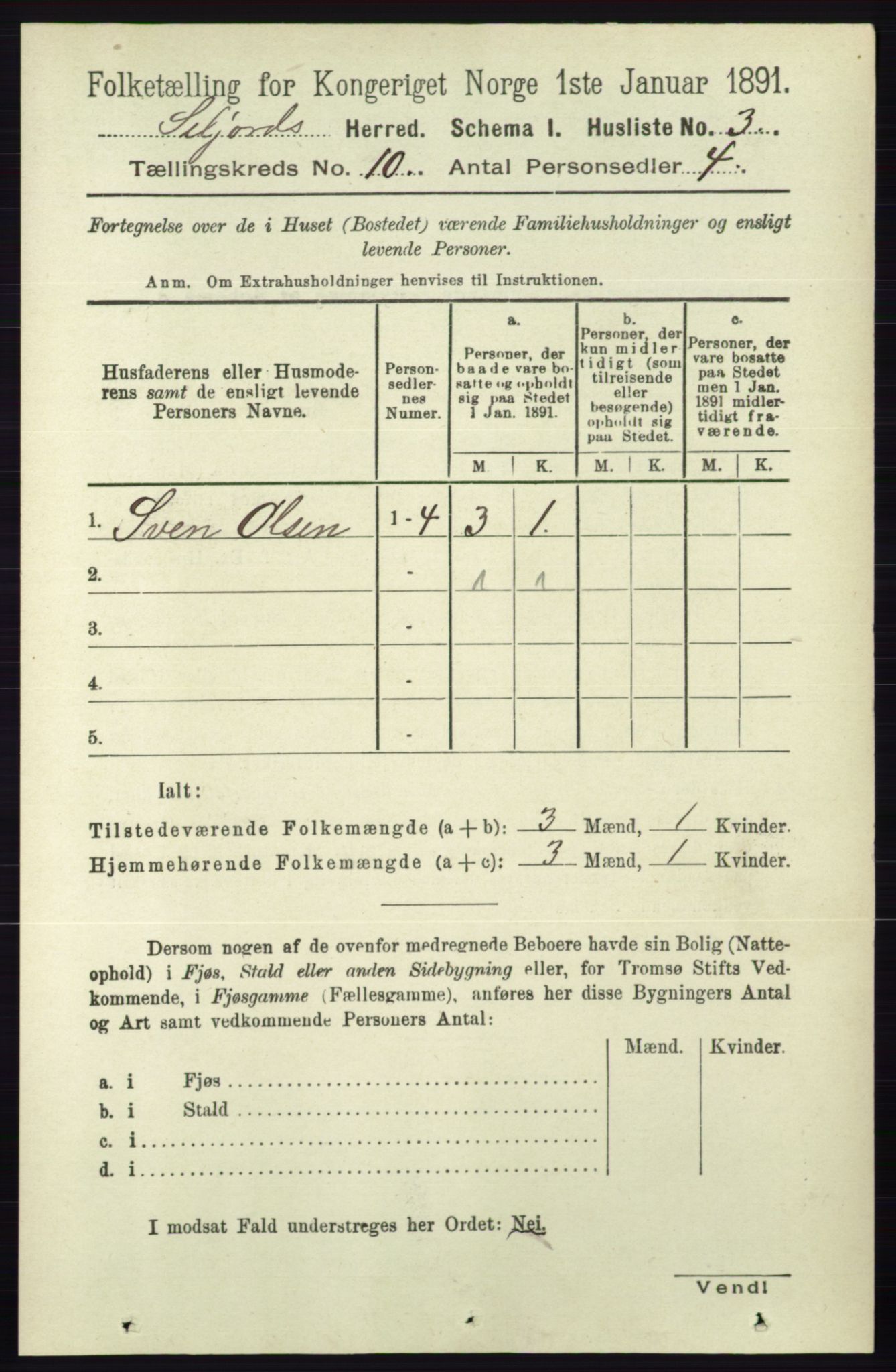 RA, 1891 census for 0828 Seljord, 1891, p. 3406