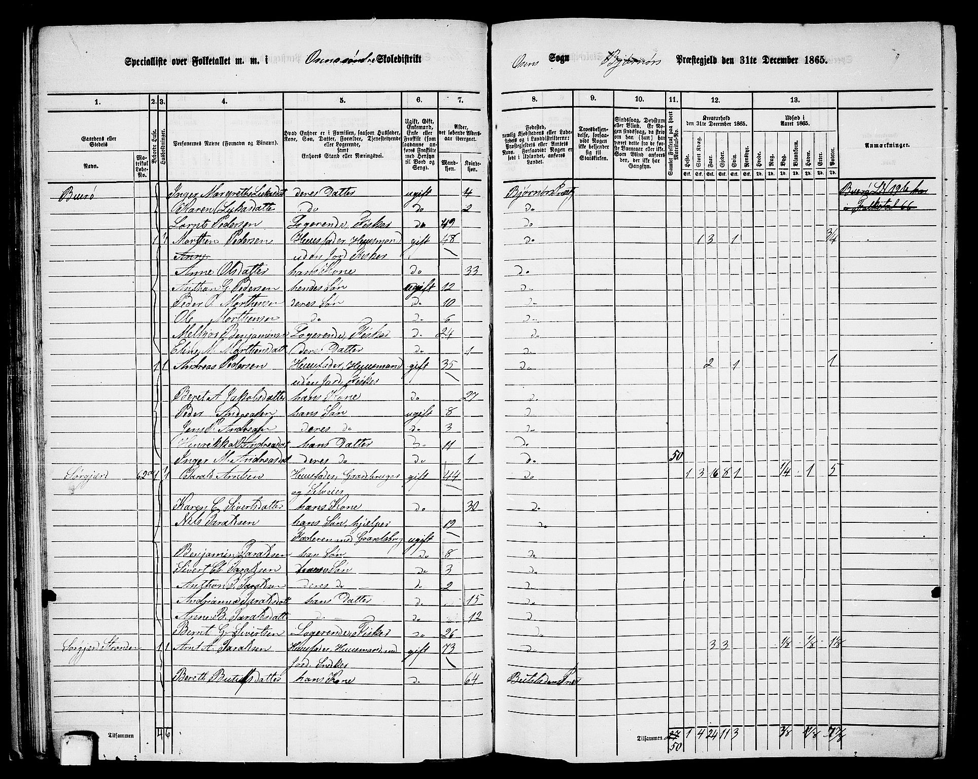 RA, 1865 census for Bjørnør, 1865, p. 48