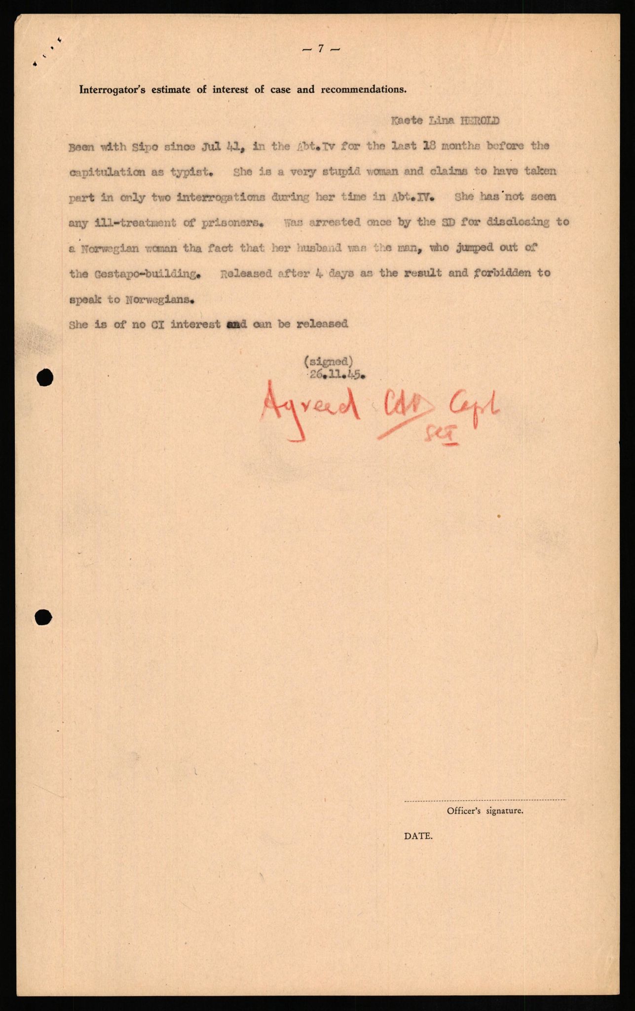 Forsvaret, Forsvarets overkommando II, AV/RA-RAFA-3915/D/Db/L0013: CI Questionaires. Tyske okkupasjonsstyrker i Norge. Tyskere., 1945-1946, p. 54