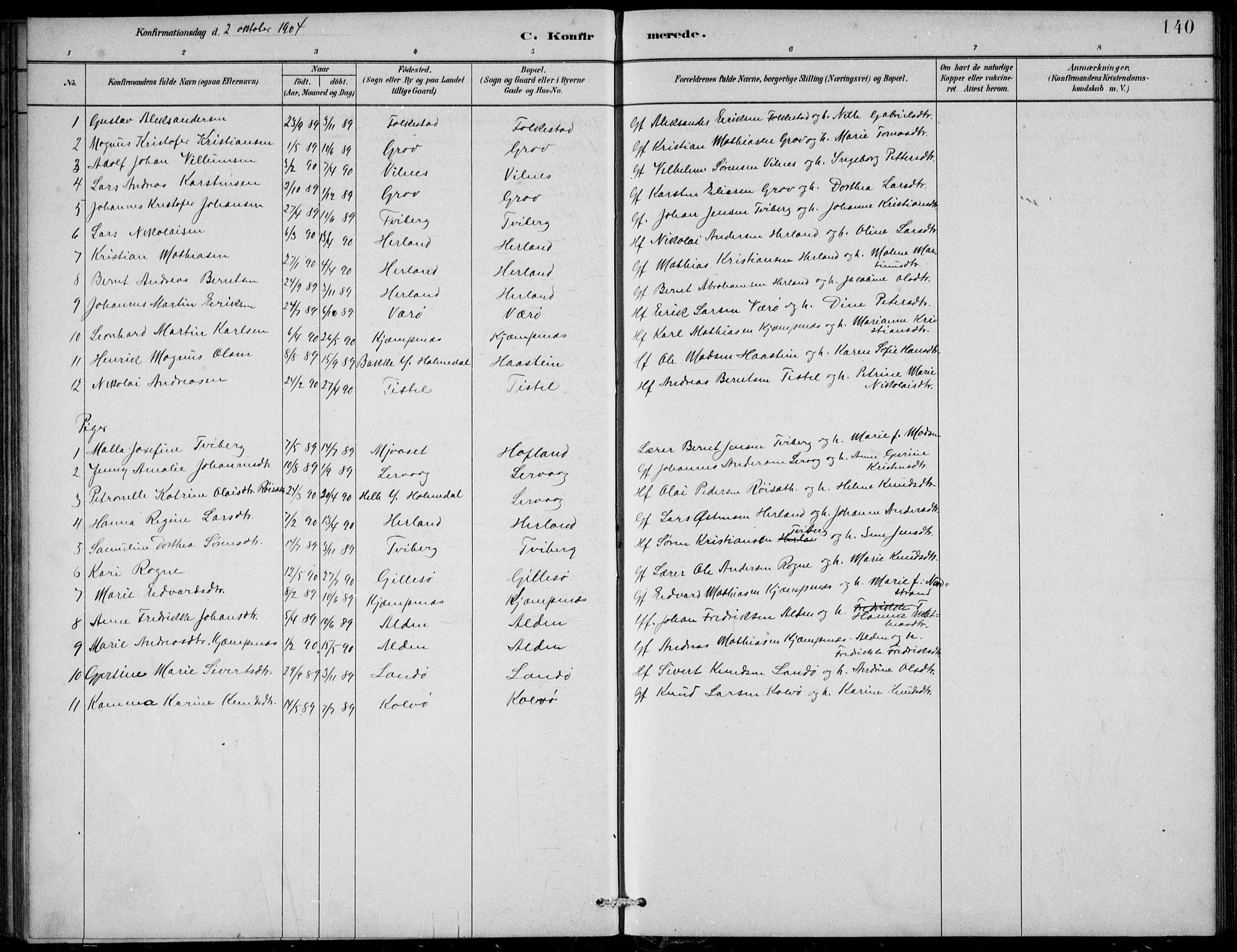 Askvoll sokneprestembete, SAB/A-79501/H/Hab/Habb/L0001: Parish register (copy) no. B 1, 1879-1909, p. 140