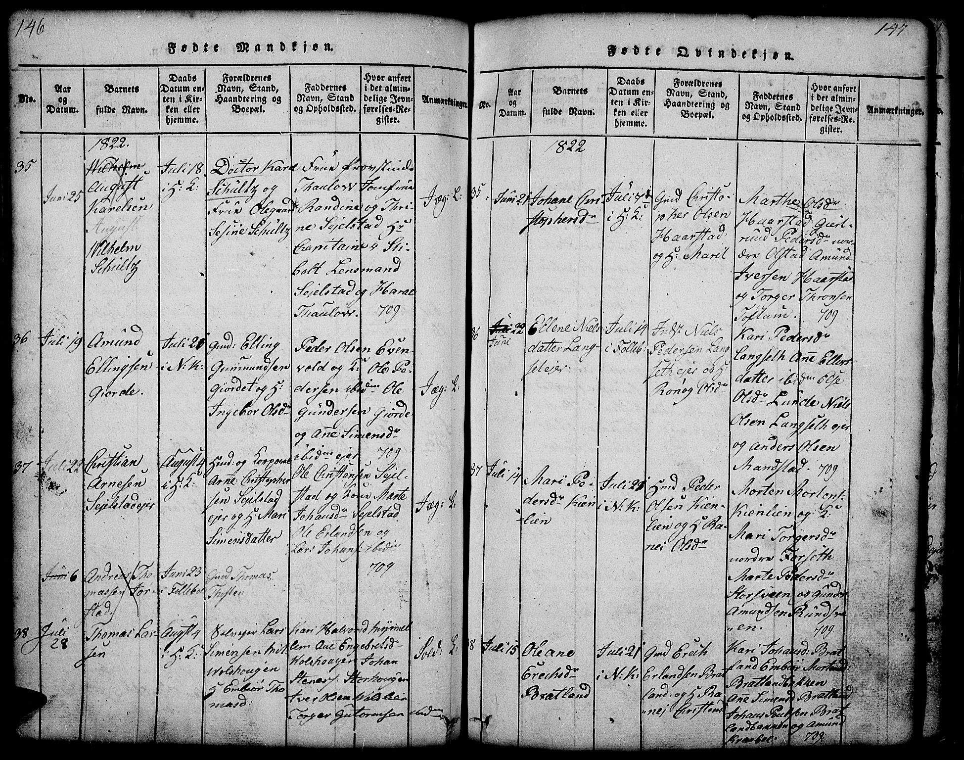 Gausdal prestekontor, SAH/PREST-090/H/Ha/Hab/L0001: Parish register (copy) no. 1, 1817-1848, p. 146-147