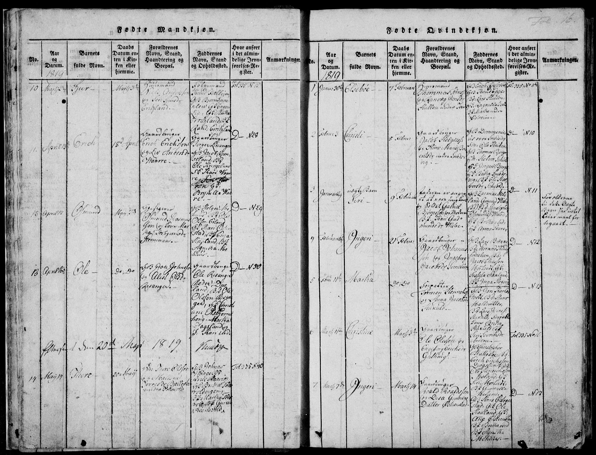 Skjold sokneprestkontor, SAST/A-101847/H/Ha/Haa/L0003: Parish register (official) no. A 3, 1815-1835, p. 16